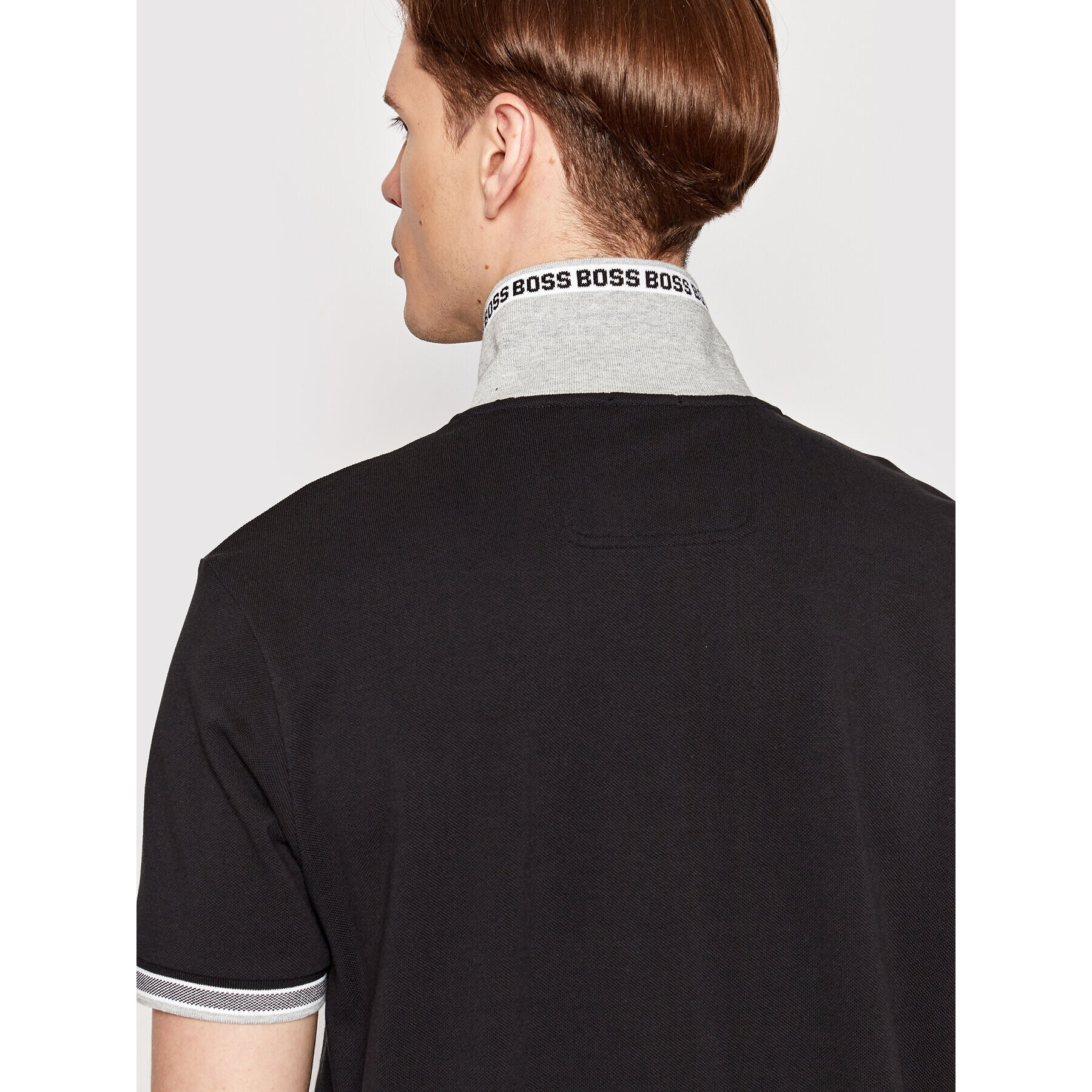 Boss Тениска с яка и копчета Paddy 50469055 Черен Regular Fit - Pepit.bg