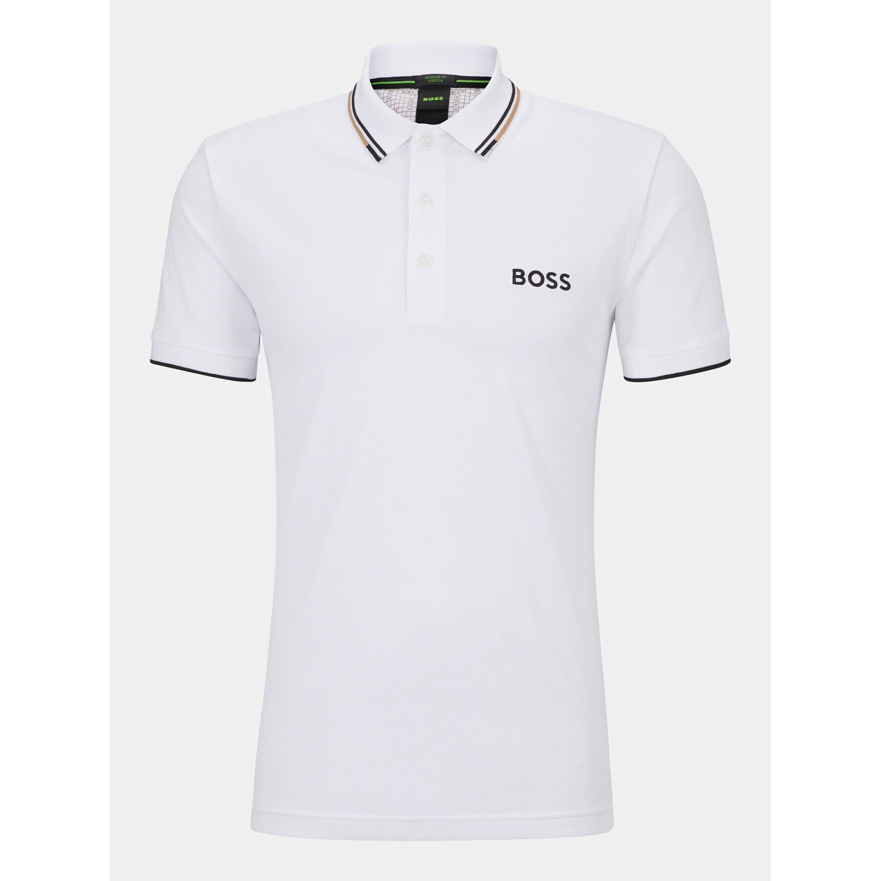 Boss Тениска с яка и копчета Paddy Pro 50469094 Бял Regular Fit - Pepit.bg