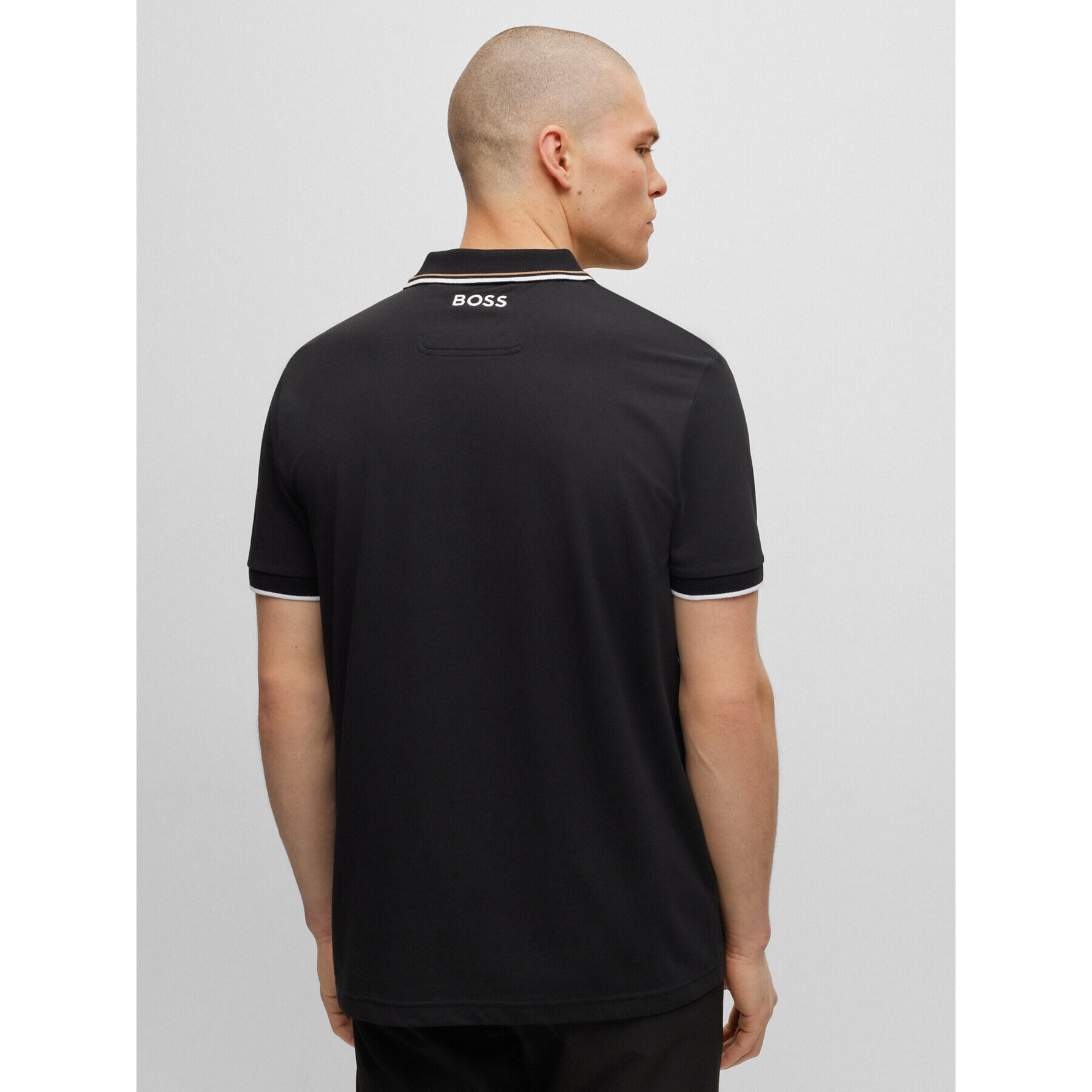 Boss Тениска с яка и копчета Paddy Pro 50469094 Черен Regular Fit - Pepit.bg