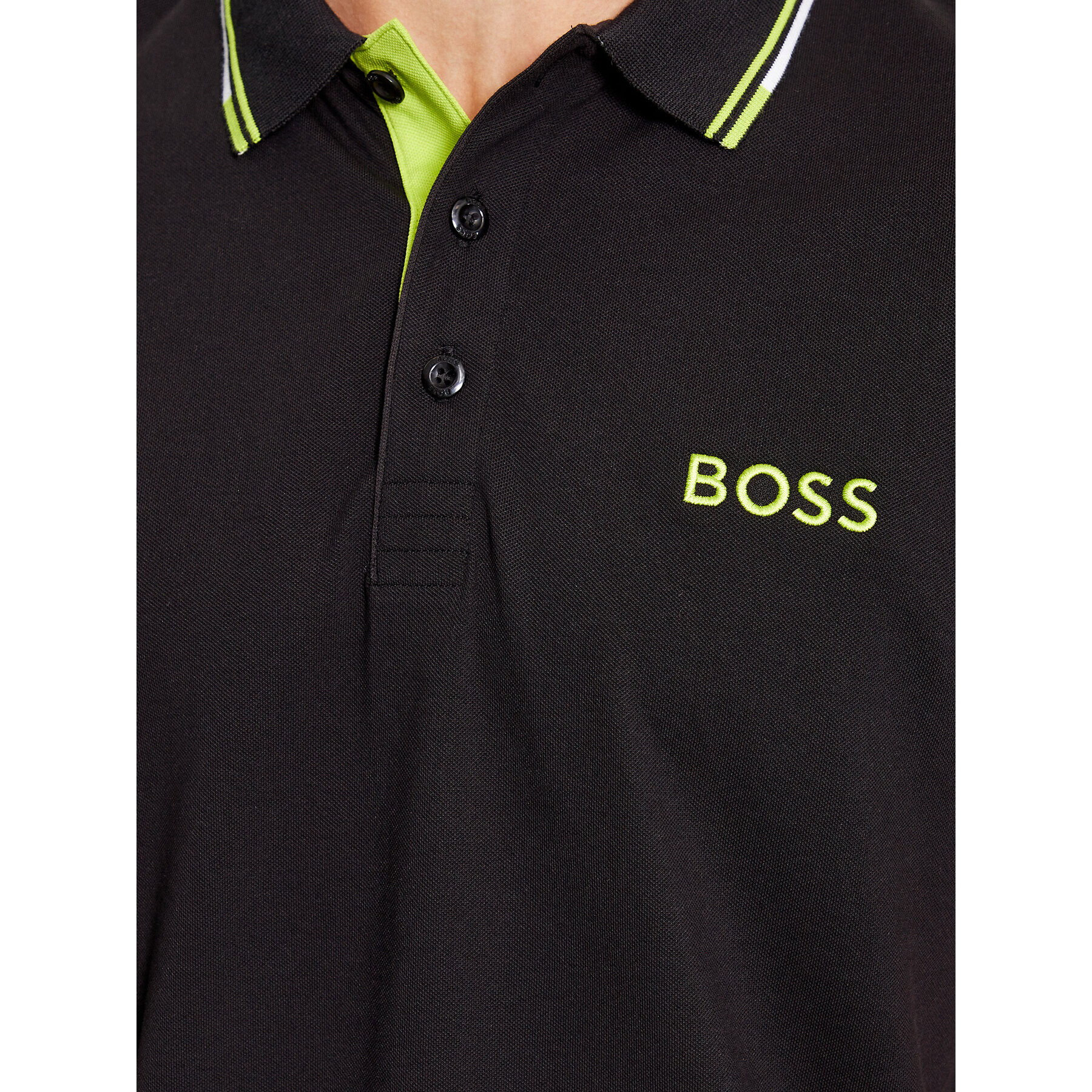 Boss Тениска с яка и копчета Paddy Pro 50469094 Черен Regular Fit - Pepit.bg