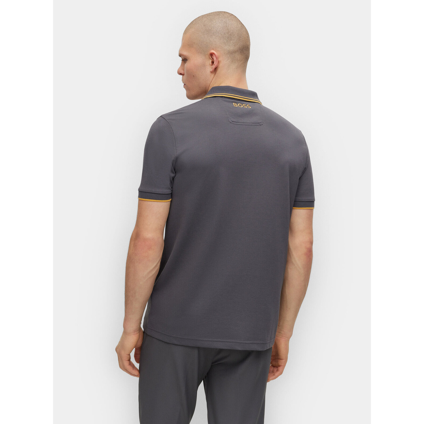 Boss Тениска с яка и копчета Paddy Pro 50469094 Сив Regular Fit - Pepit.bg