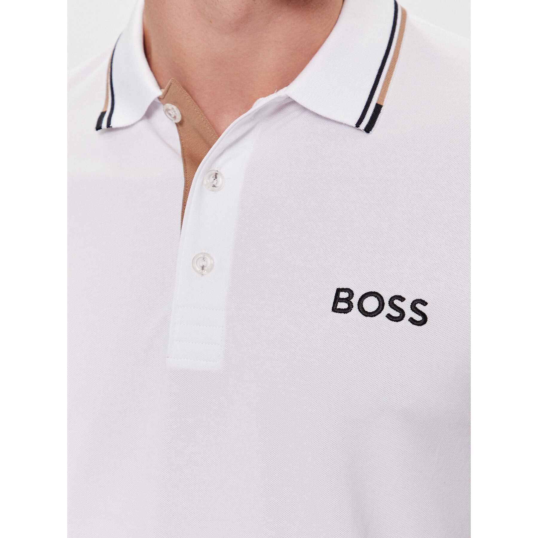 Boss Тениска с яка и копчета Paddy Pro 50469102 Бежов Regular Fit - Pepit.bg