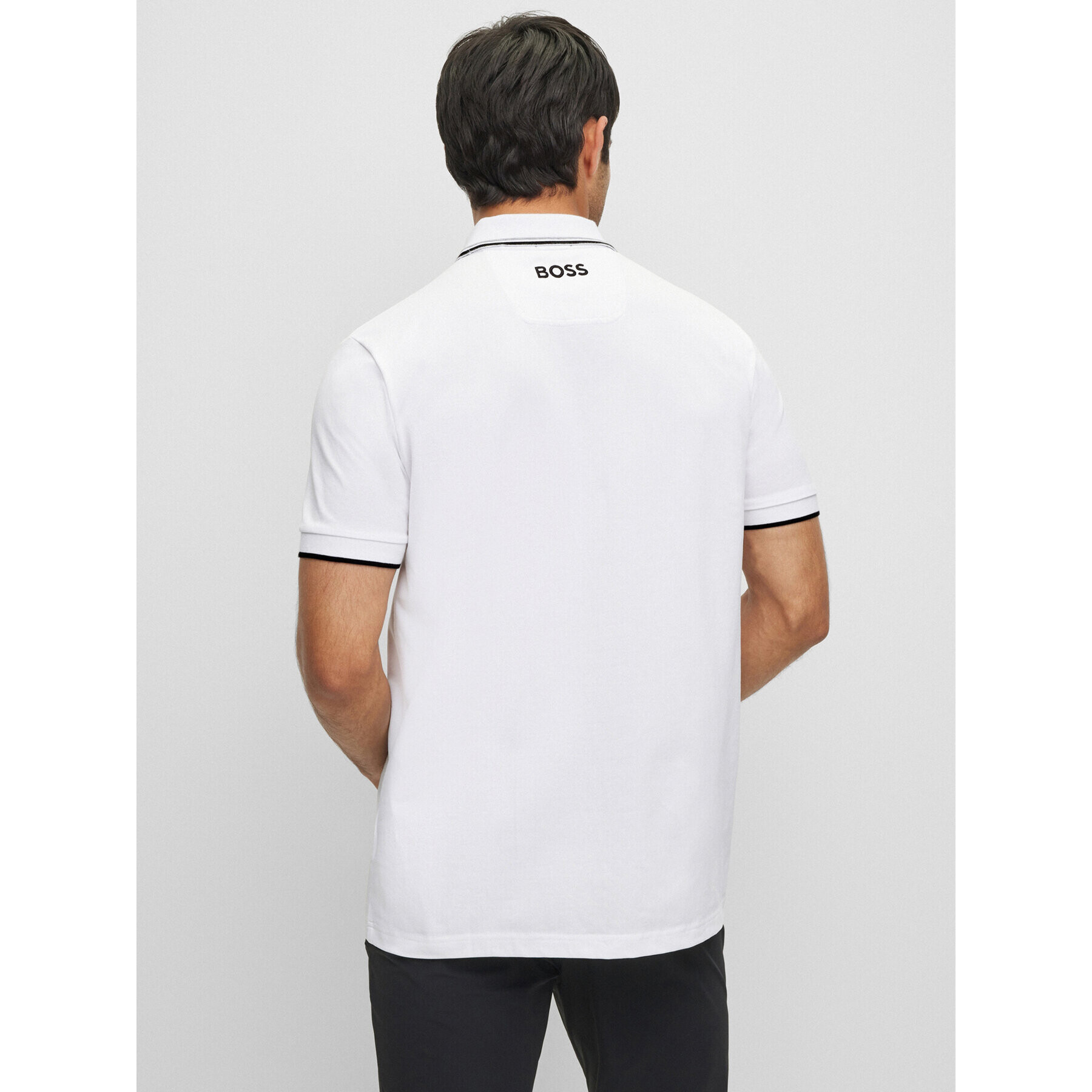 Boss Тениска с яка и копчета Paddy Pro 50469102 Бял Regular Fit - Pepit.bg