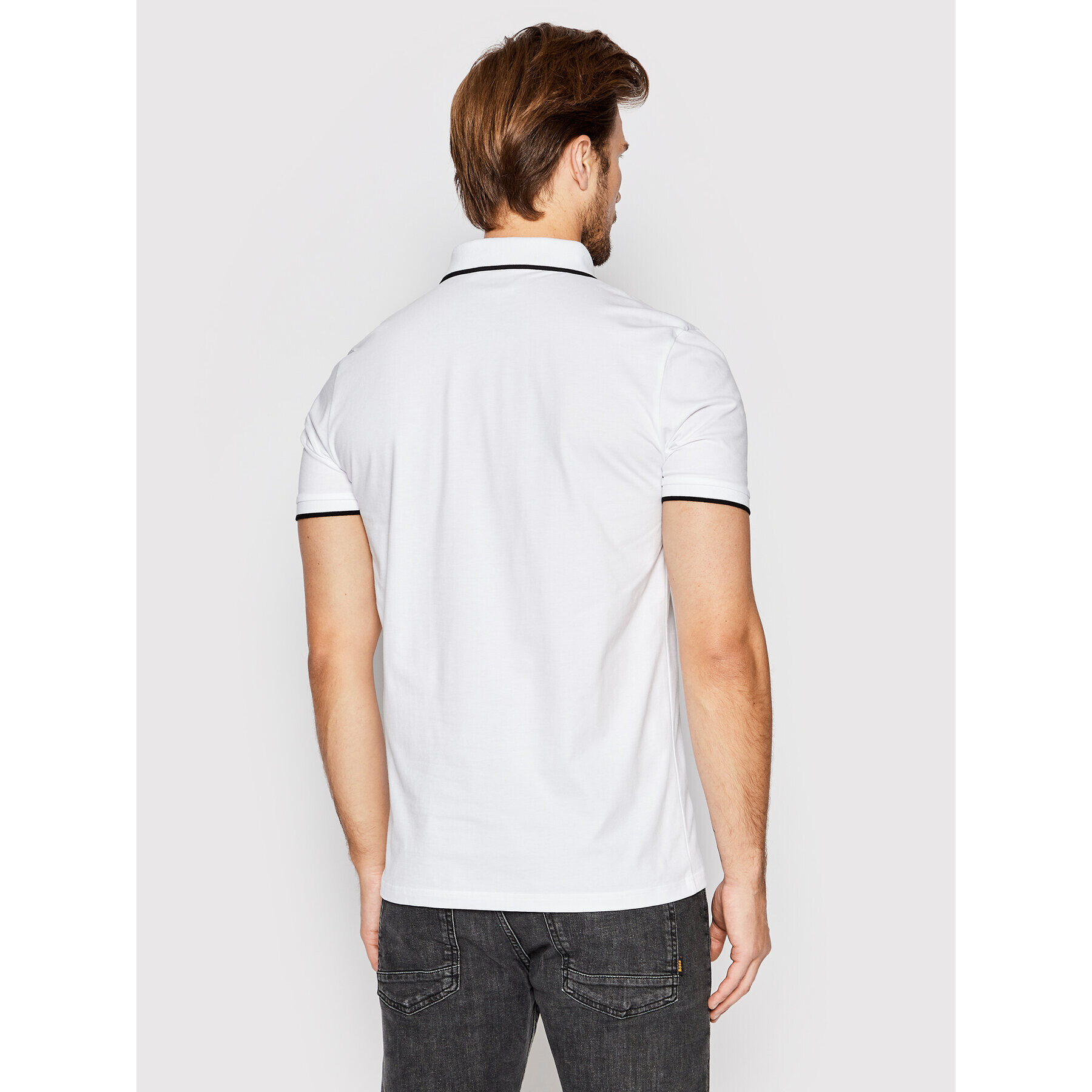 Boss Тениска с яка и копчета Passertip 50472665 Бял Regular Fit - Pepit.bg