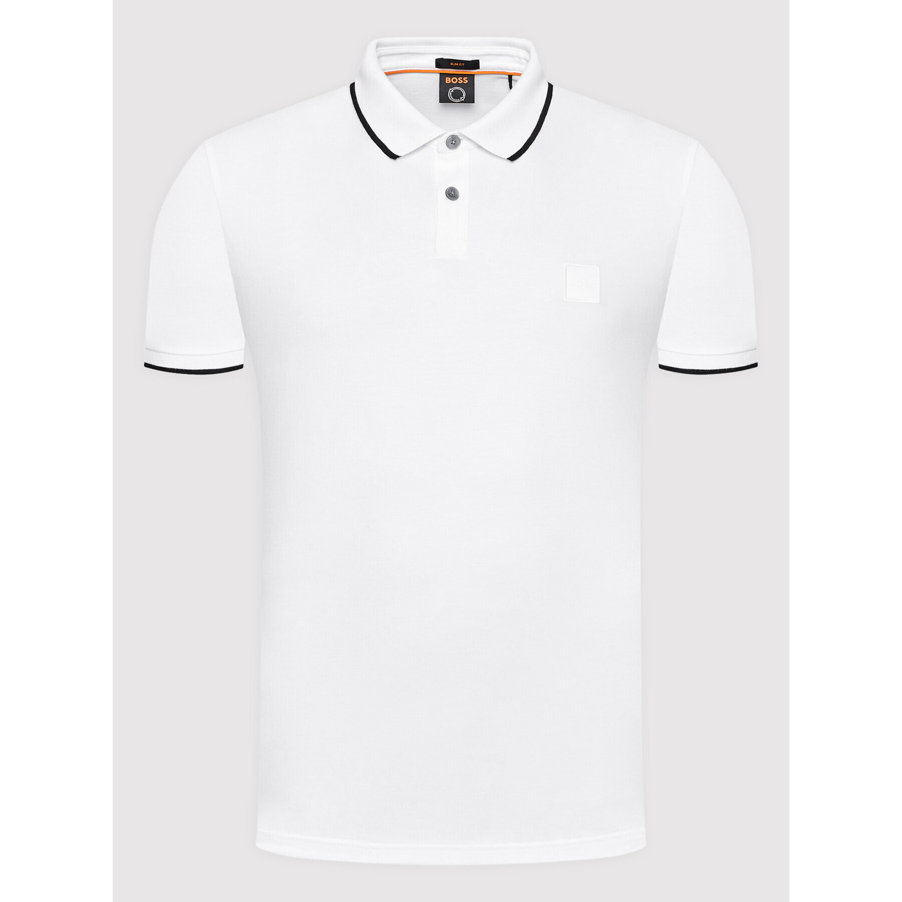 Boss Тениска с яка и копчета Passertip 50472665 Бял Regular Fit - Pepit.bg