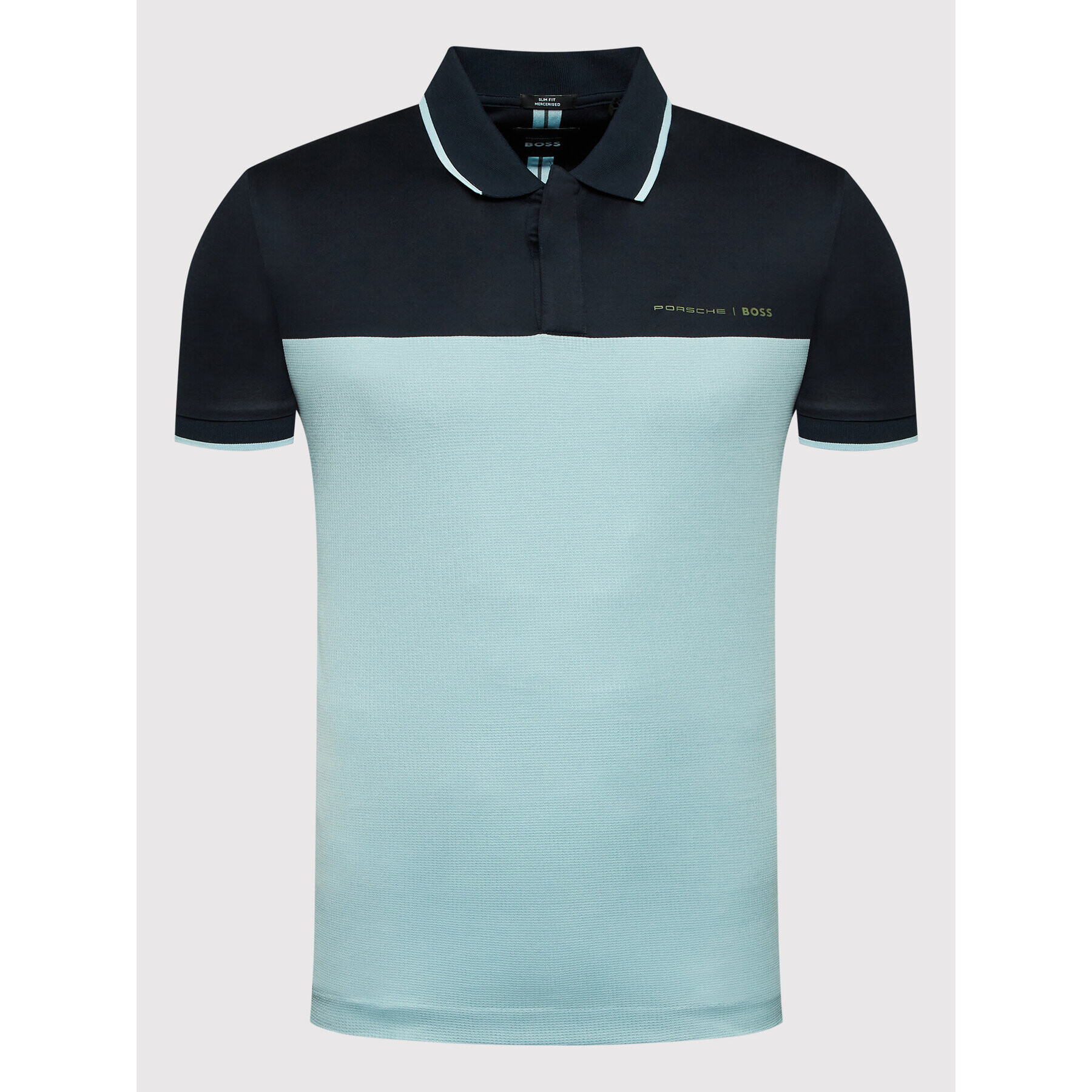 Boss Тениска с яка и копчета PORSCHE Phillipson 160_Ps 50466070 Син Slim Fit - Pepit.bg