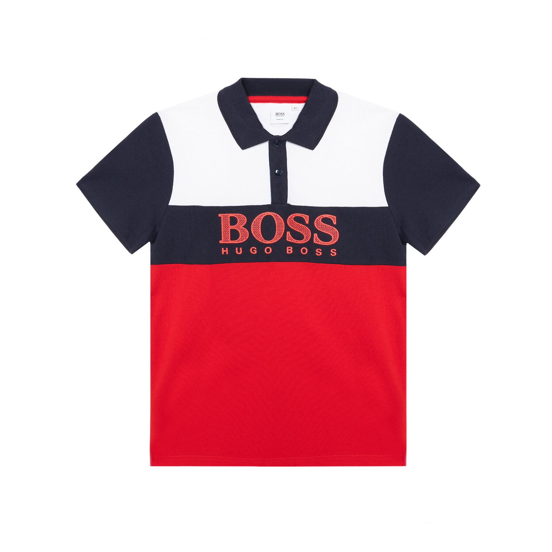 Boss Тениска с яка и копчета J25L25 D Червен Slim Fit - Pepit.bg