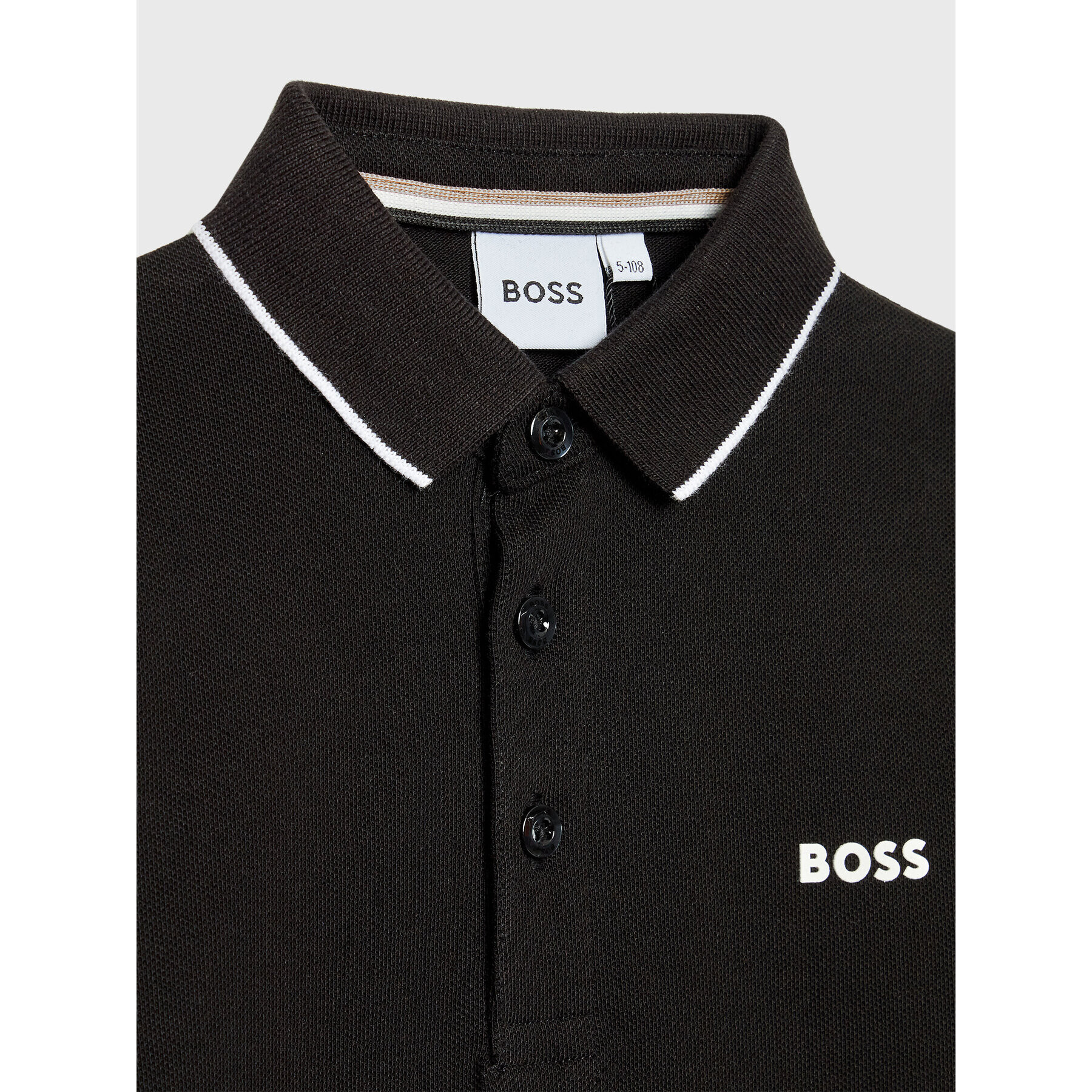 Boss Тениска с яка и копчета J25M34 D Черен Regular Fit - Pepit.bg