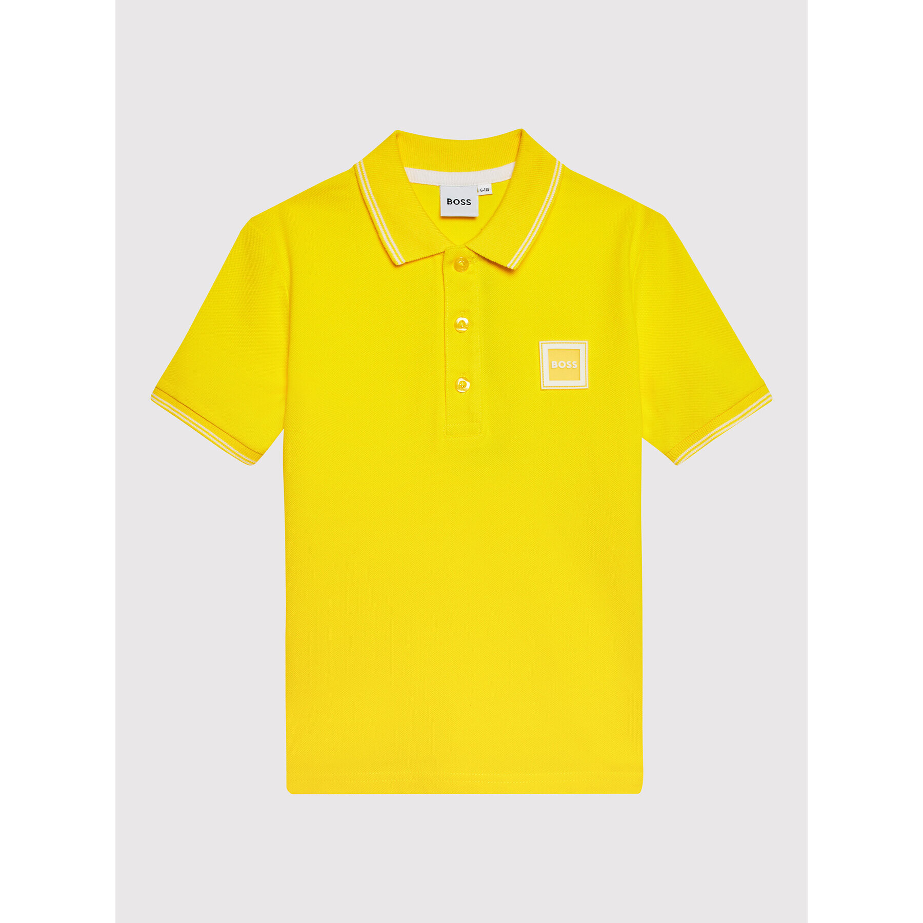 Boss Тениска с яка и копчета J25N50 D Жълт Regular Fit - Pepit.bg