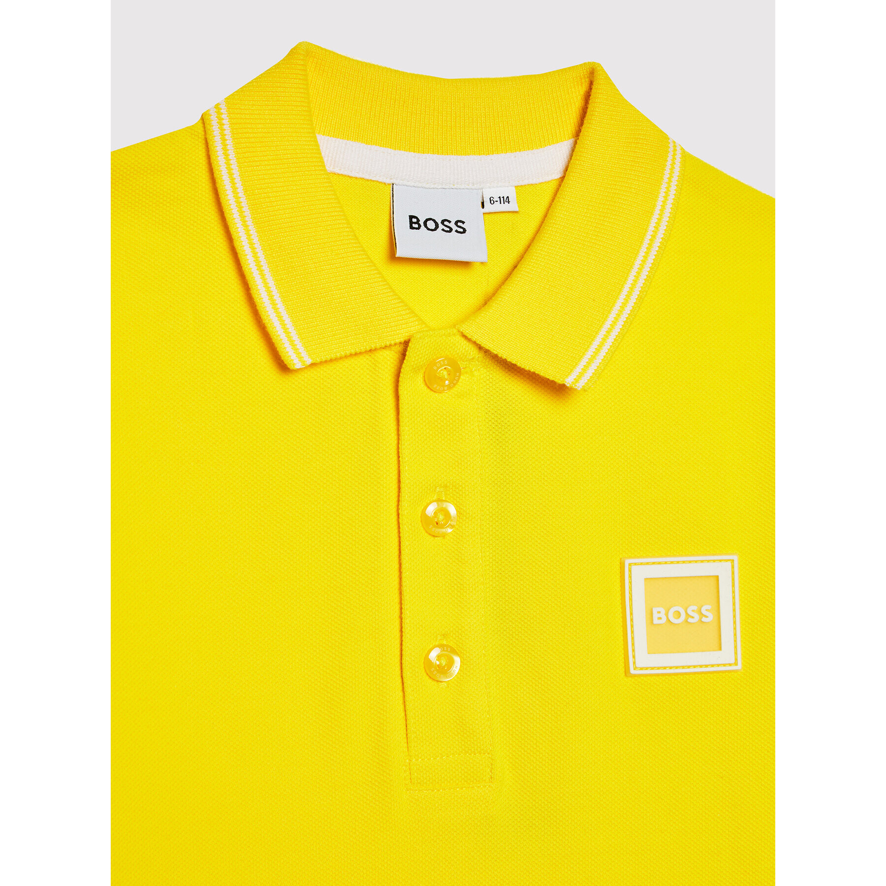 Boss Тениска с яка и копчета J25N50 D Жълт Regular Fit - Pepit.bg