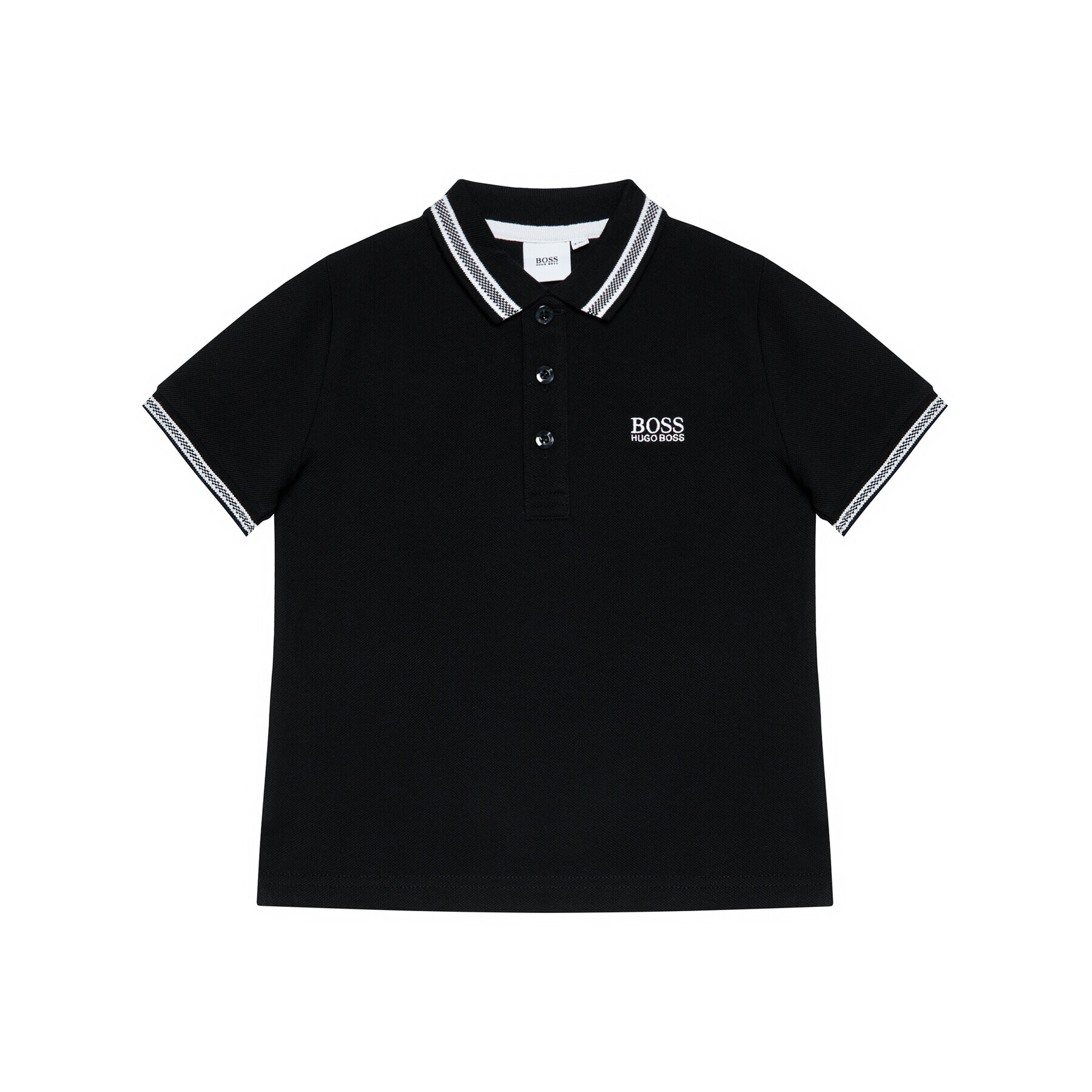Boss Тениска с яка и копчета J25P12 M Черен Regular Fit - Pepit.bg
