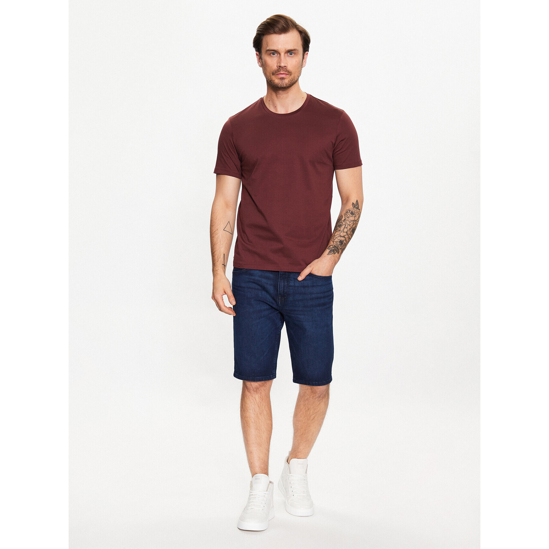 Boss Тишърт 50468395 Бордо Slim Fit - Pepit.bg