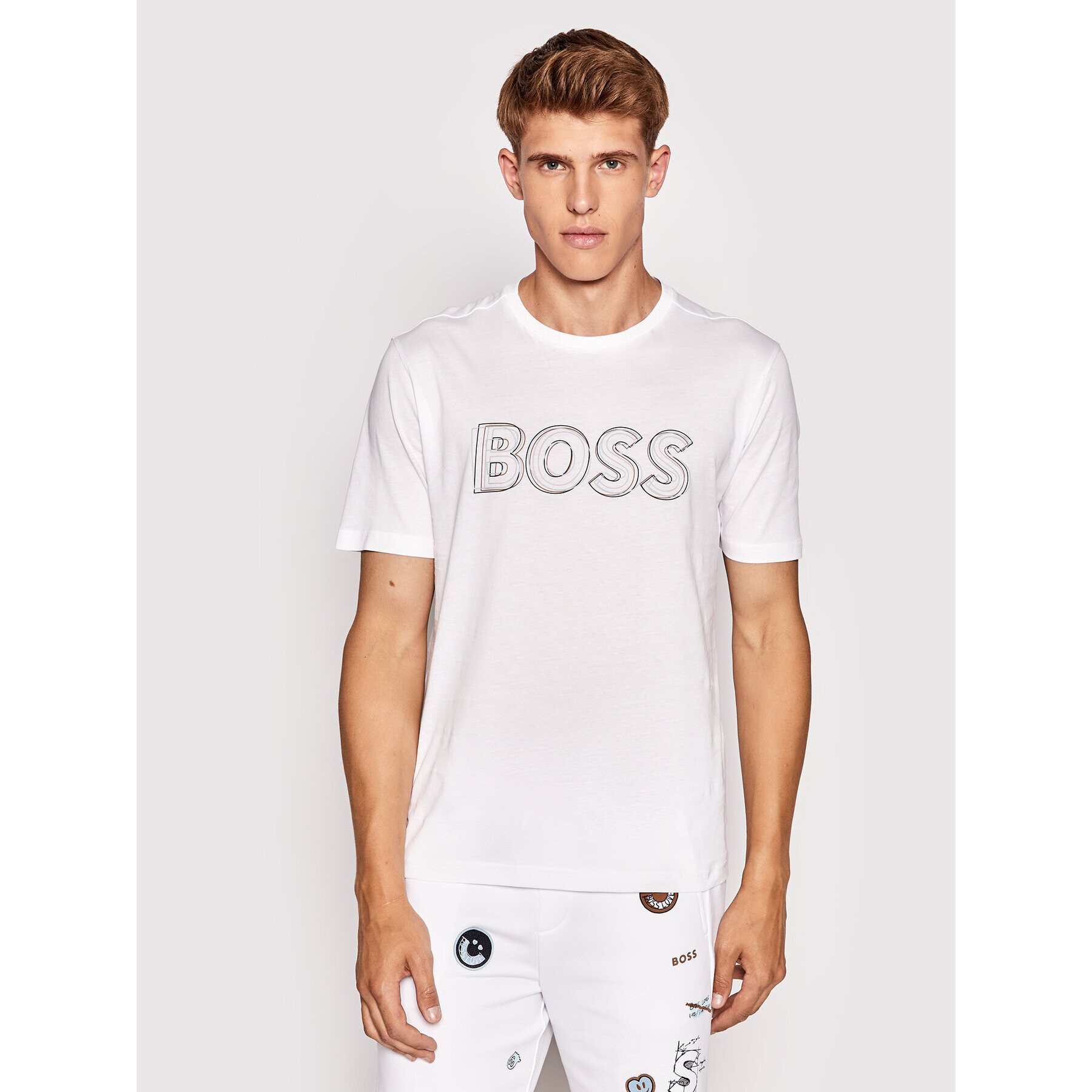 Boss Тишърт 50472399 Бял Regular Fit - Pepit.bg