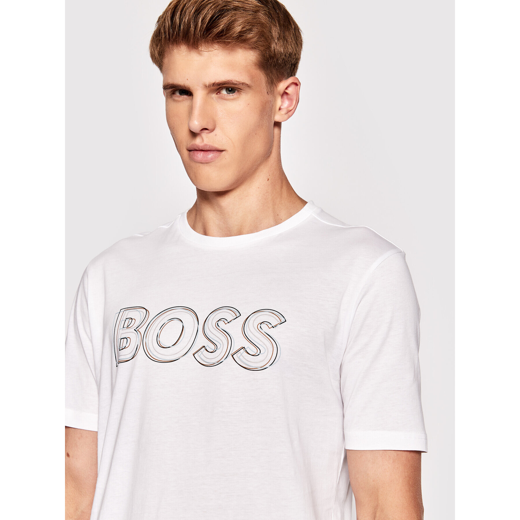 Boss Тишърт 50472399 Бял Regular Fit - Pepit.bg