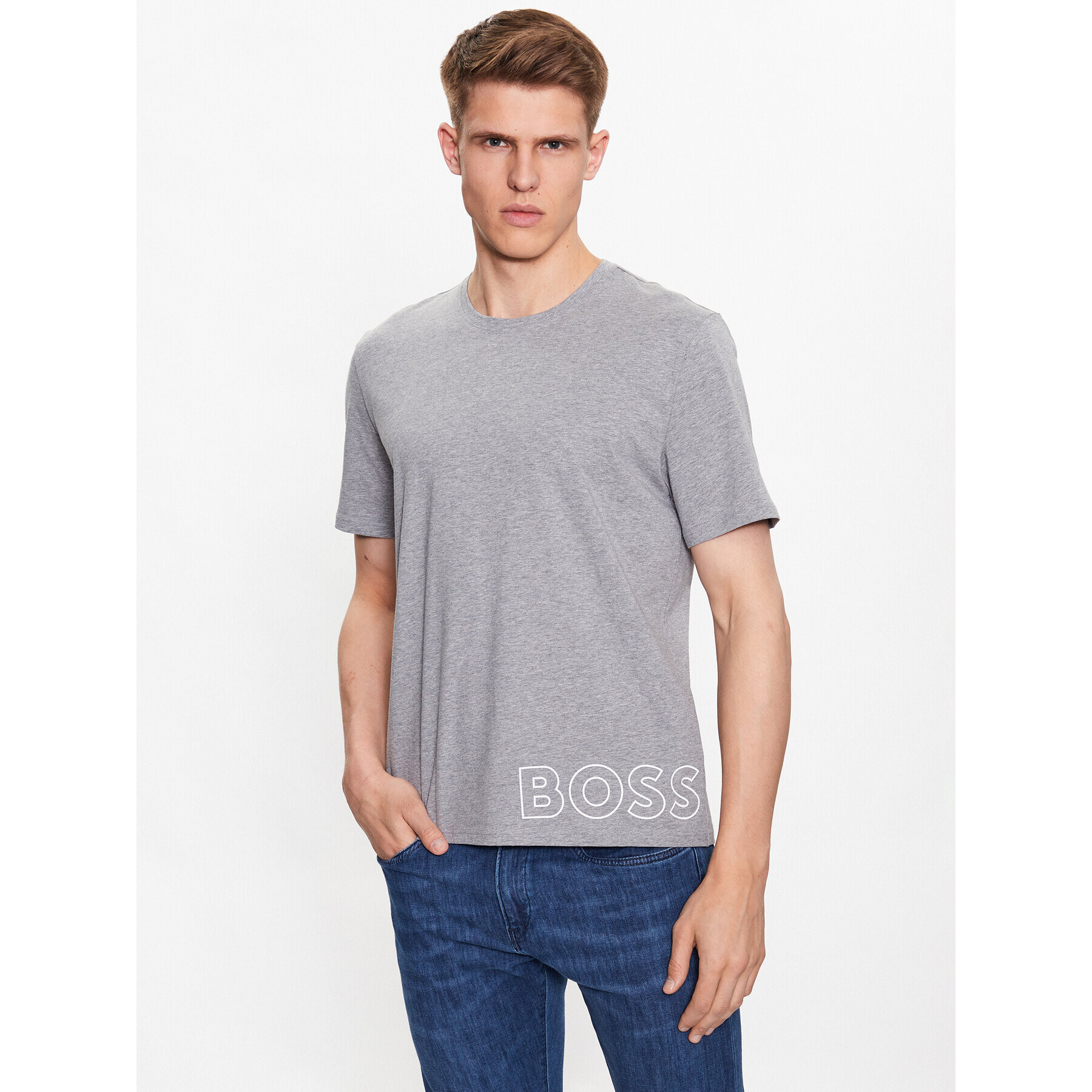 Boss Тишърт 50472750 Сив Regular Fit - Pepit.bg