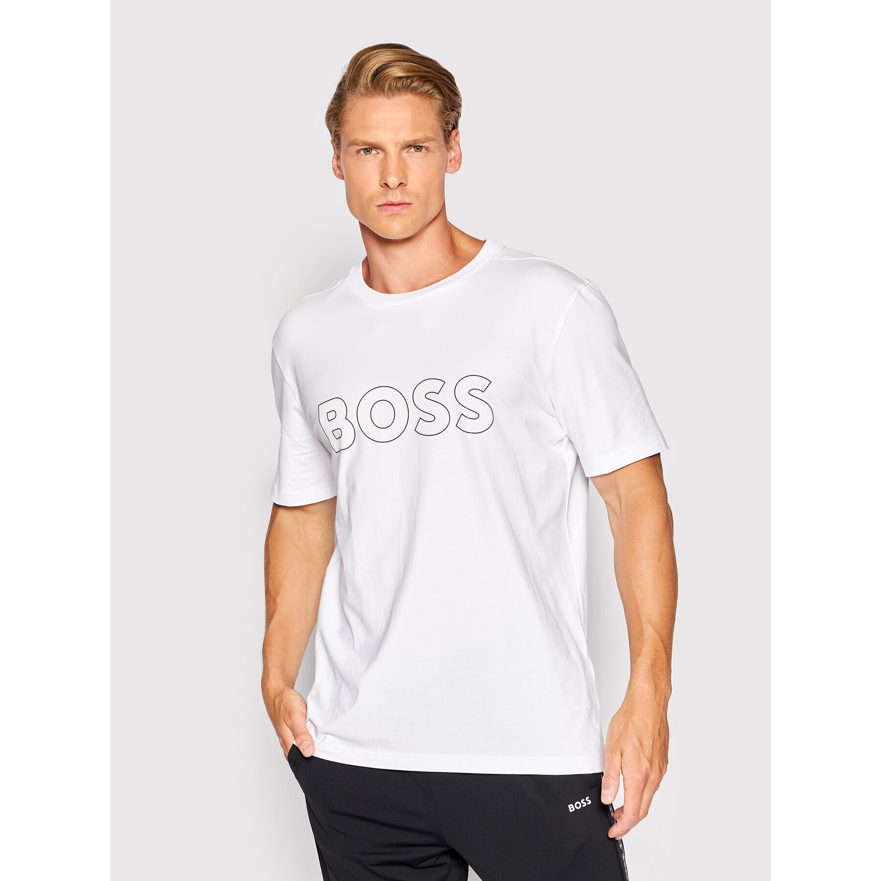 Boss Тишърт 50474232 Бял Regular Fit - Pepit.bg