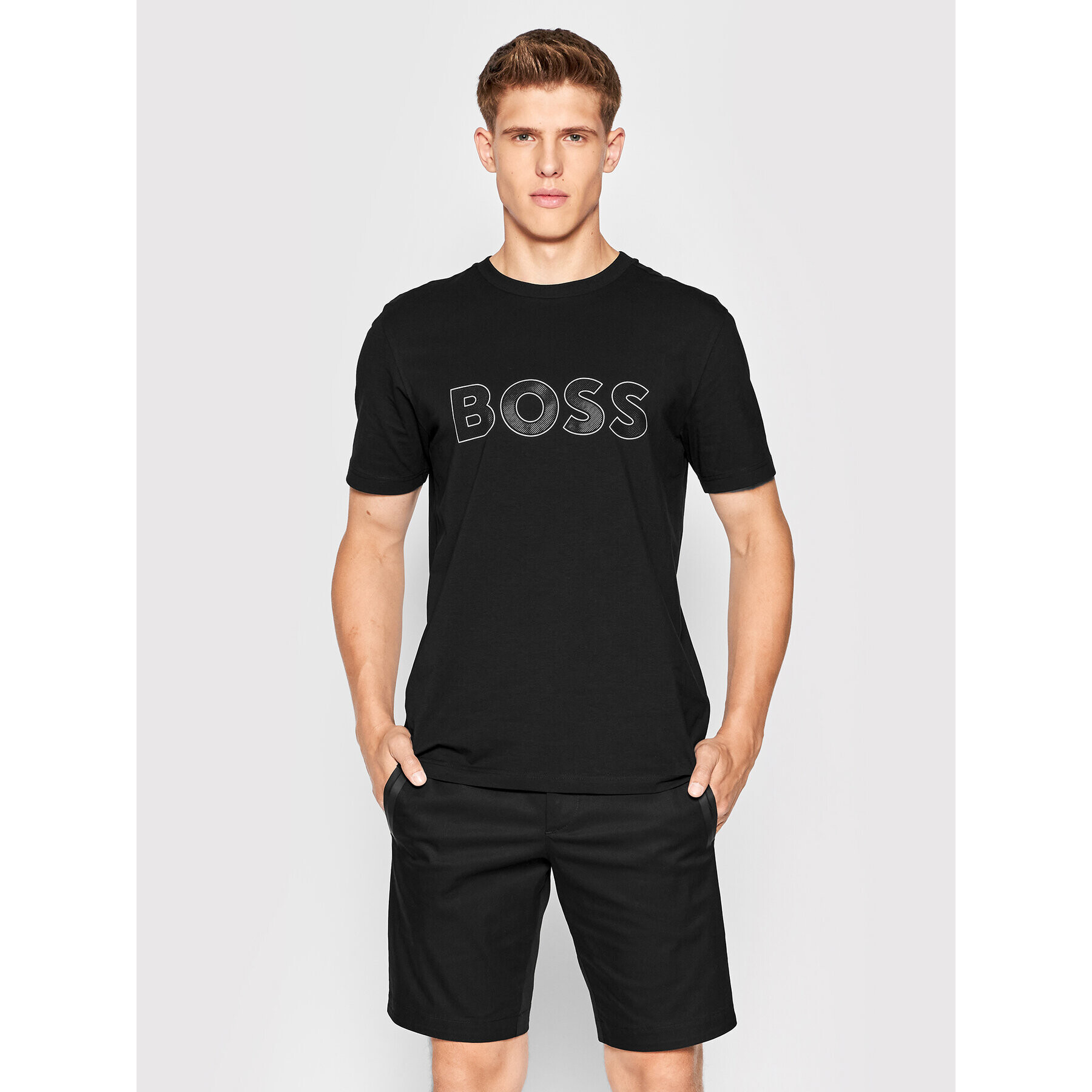 Boss Тишърт 50474232 Черен Regular Fit - Pepit.bg