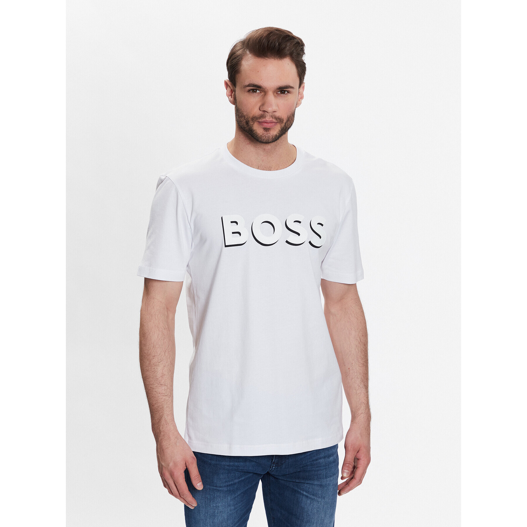 Boss Тишърт 50481611 Бял Regular Fit - Pepit.bg