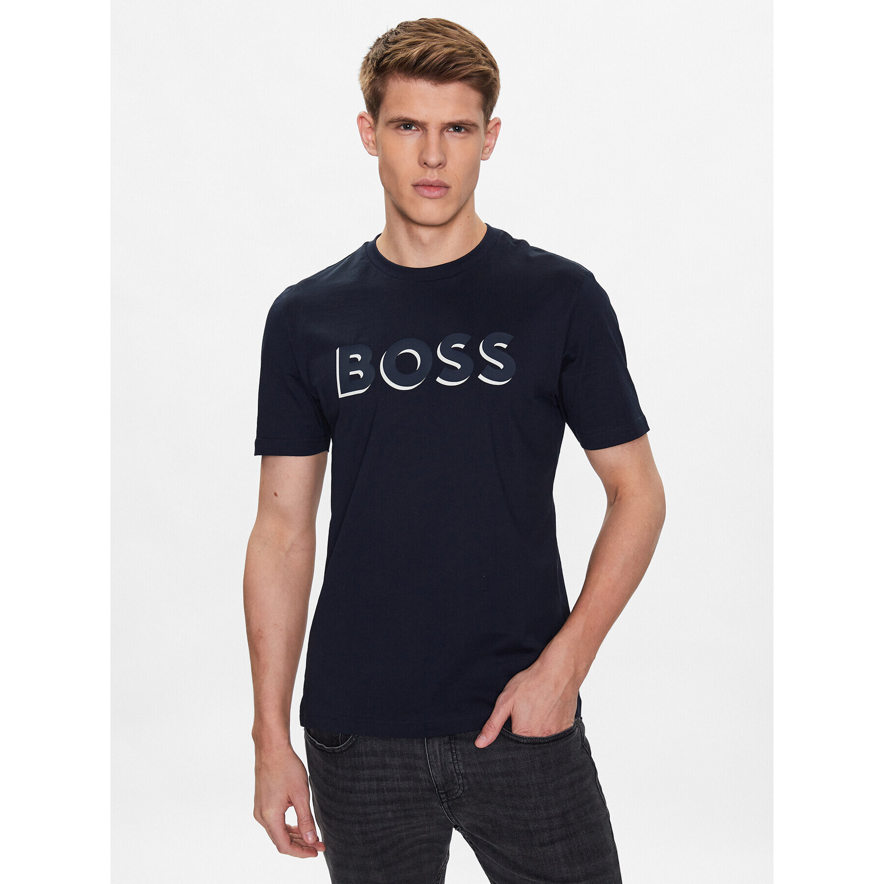 Boss Тишърт 50481611 Тъмносин Regular Fit - Pepit.bg