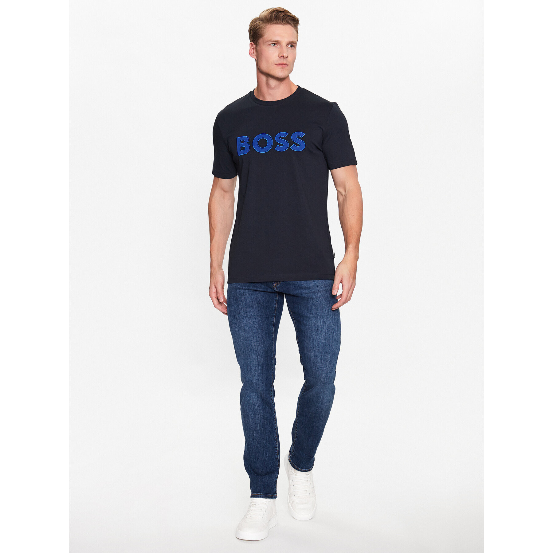Boss Тишърт Tiburt 345 50486200 Тъмносин Regular Fit - Pepit.bg