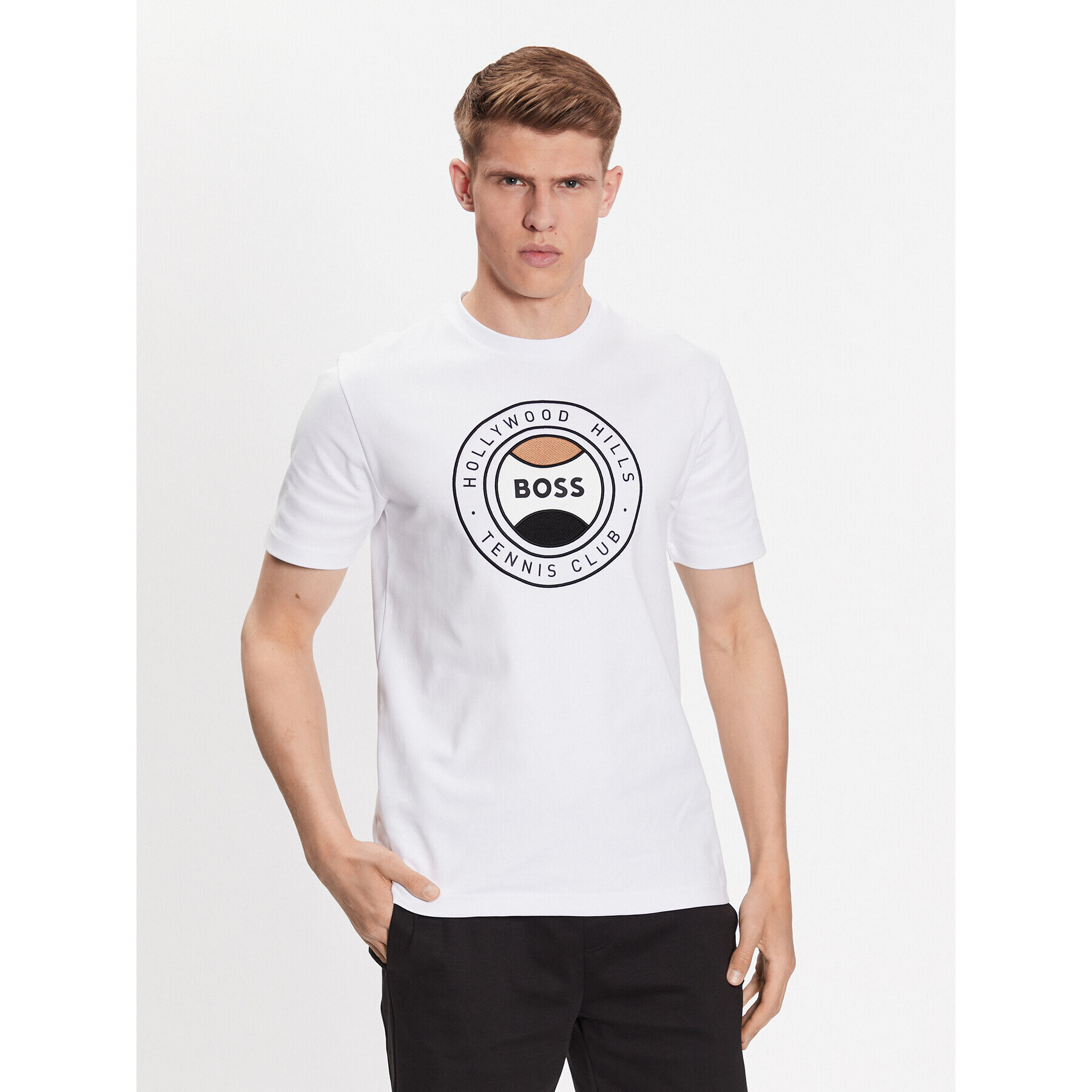 Boss Тишърт 50486205 Бял Regular Fit - Pepit.bg