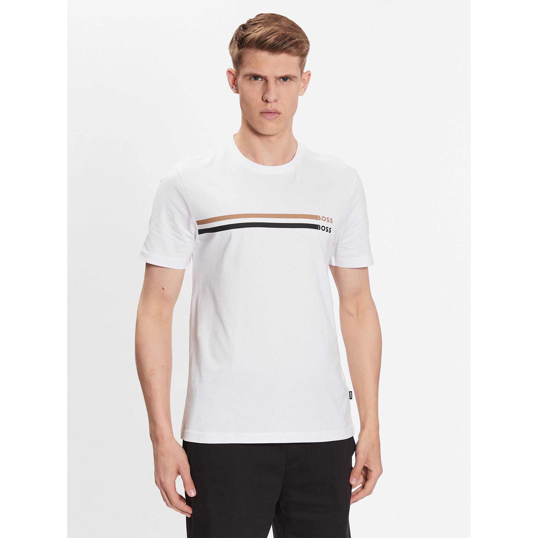 Boss Тишърт Tiburt 50486211 Бял Regular Fit - Pepit.bg