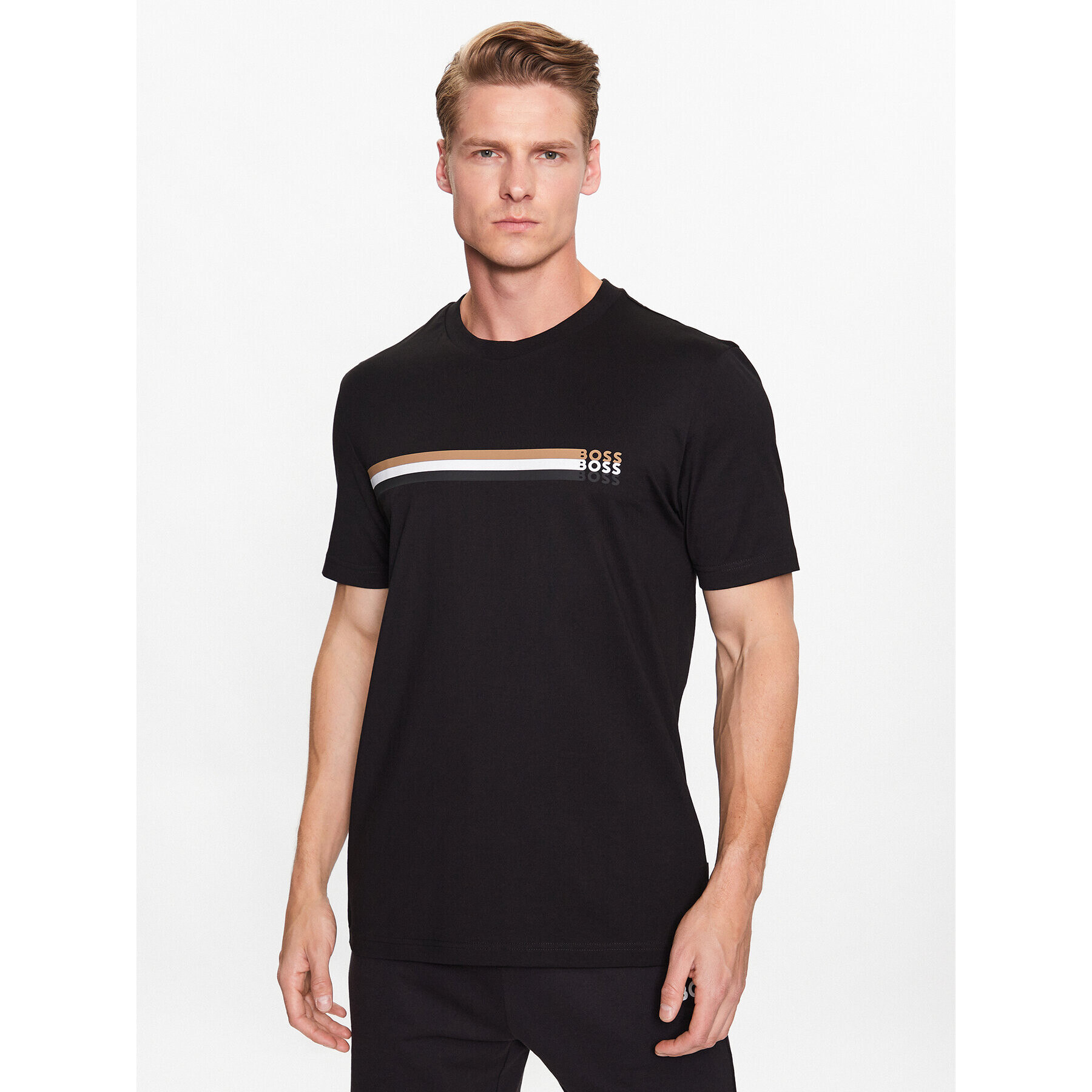 Boss Тишърт 50486211 Черен Regular Fit - Pepit.bg