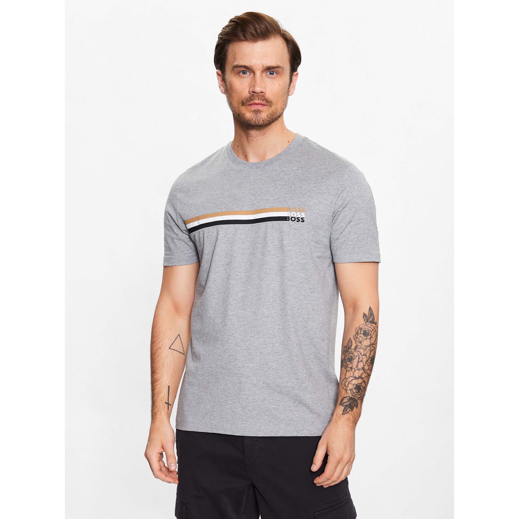 Boss Тишърт 50486211 Сив Regular Fit - Pepit.bg