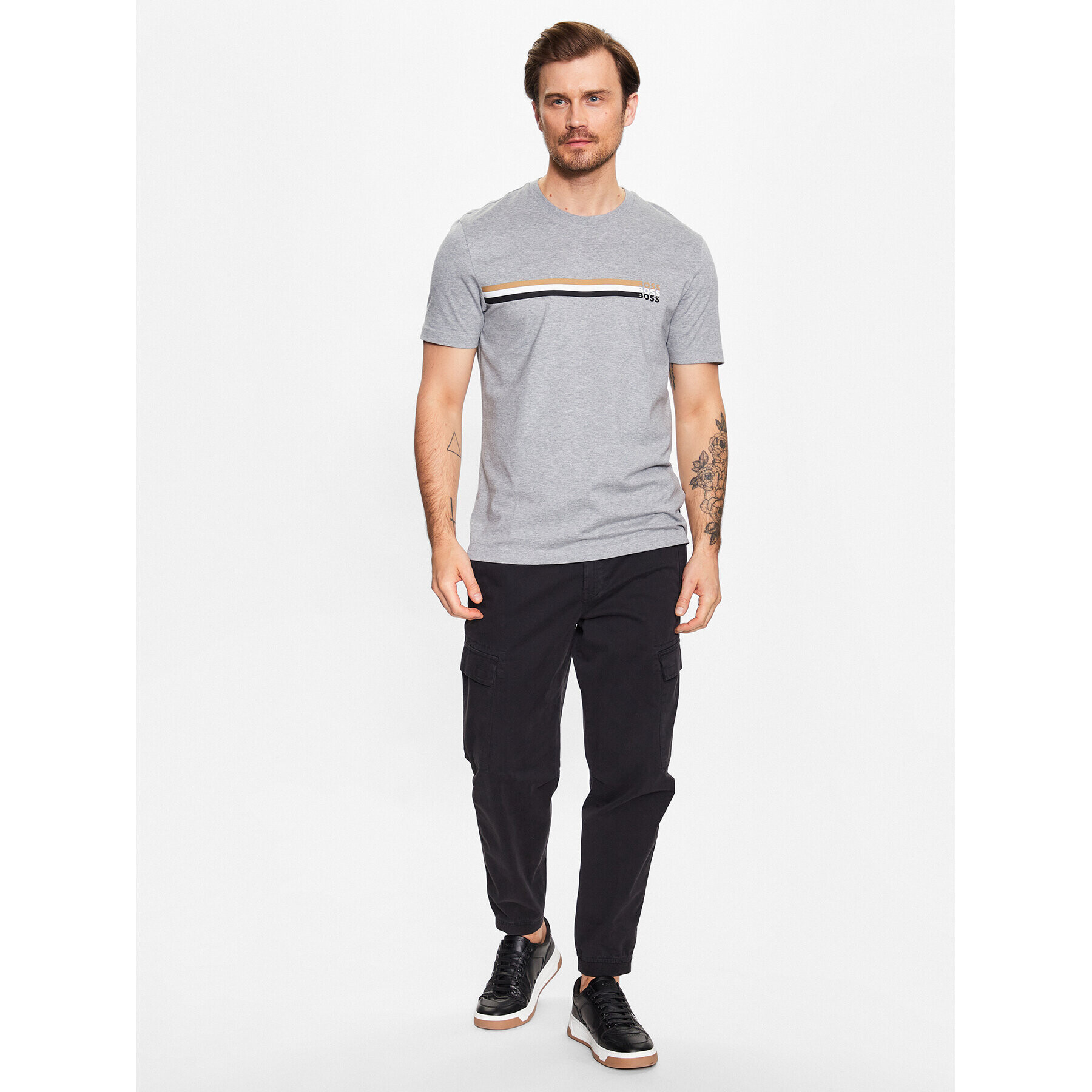 Boss Тишърт 50486211 Сив Regular Fit - Pepit.bg