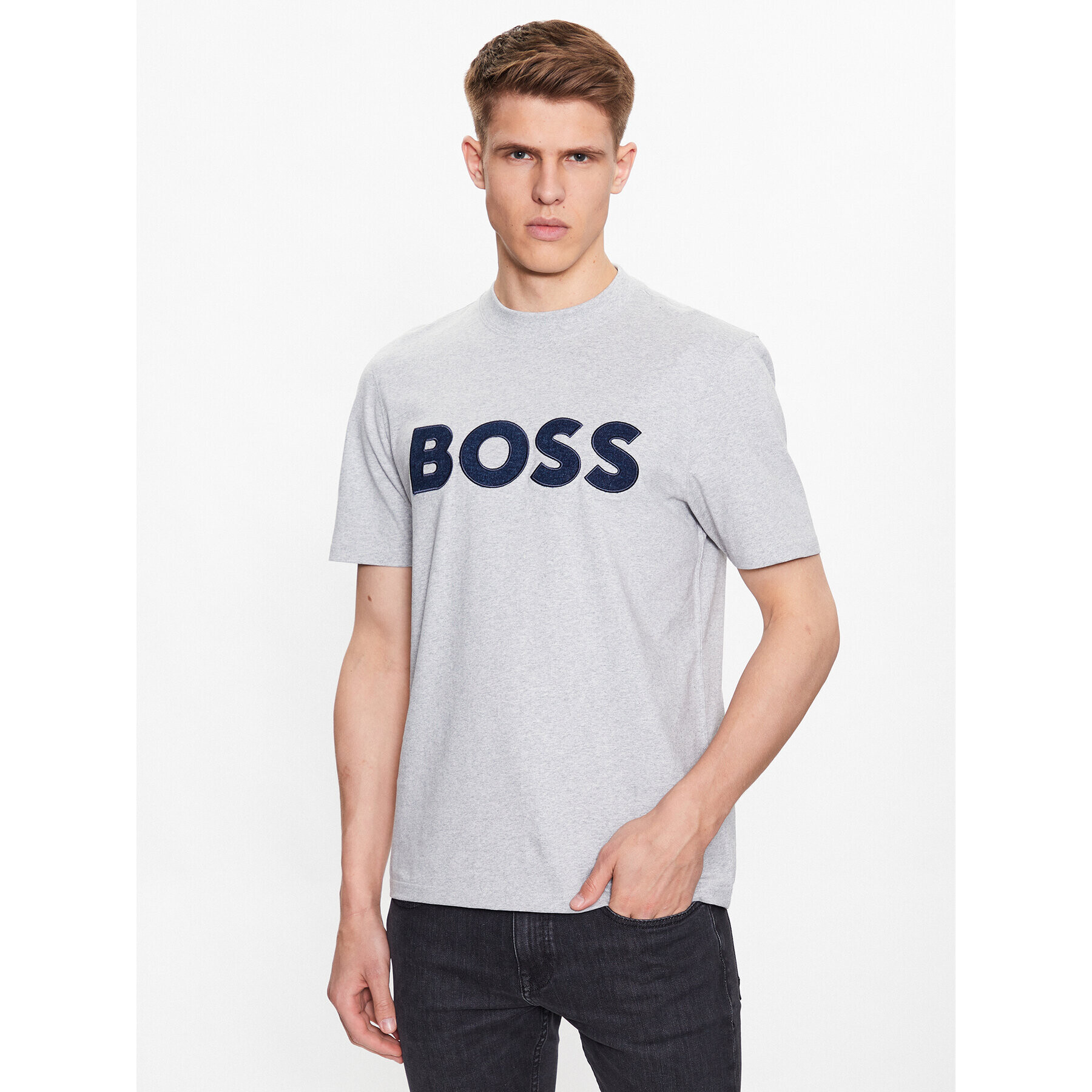 Boss Тишърт 50486702 Сив Regular Fit - Pepit.bg