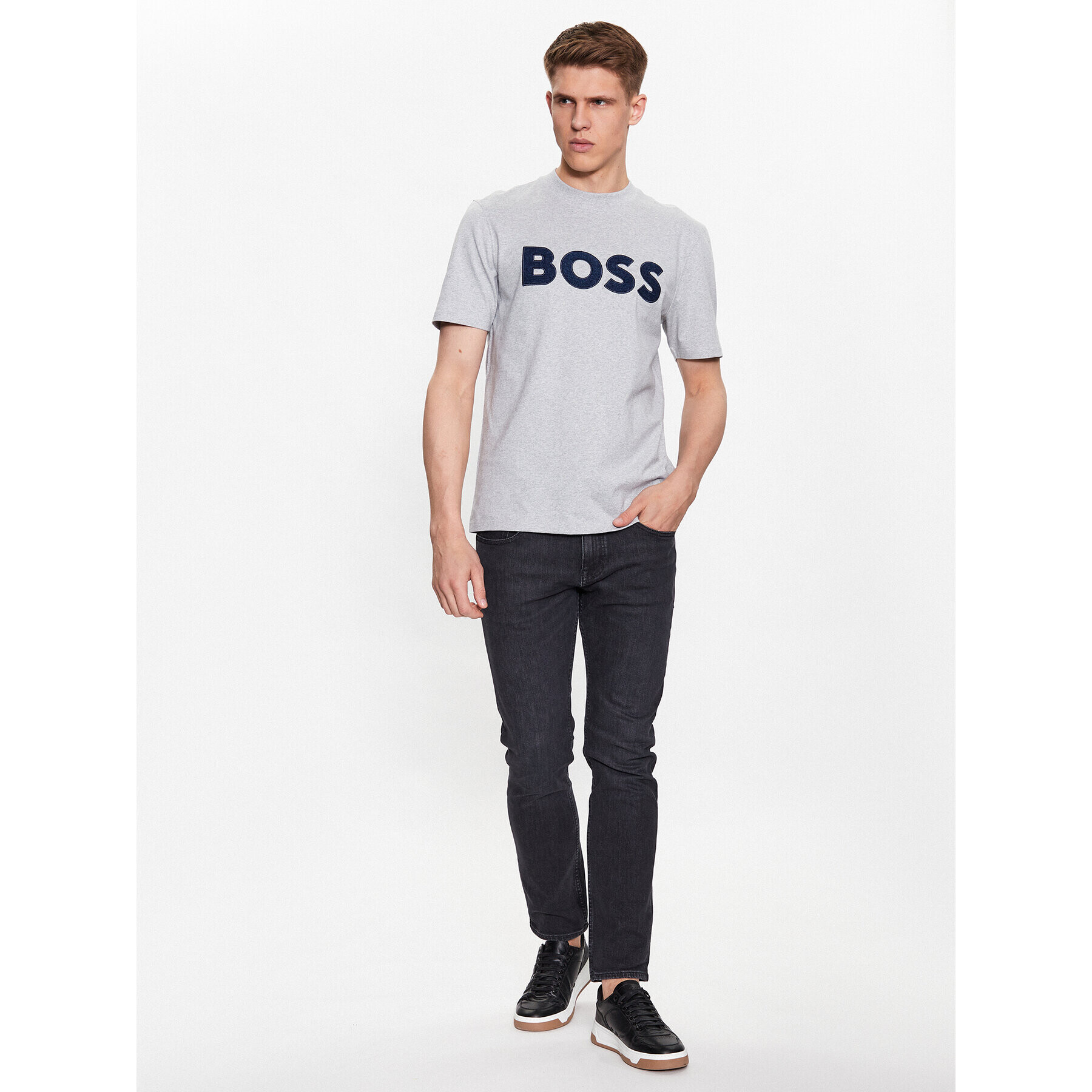 Boss Тишърт 50486702 Сив Regular Fit - Pepit.bg