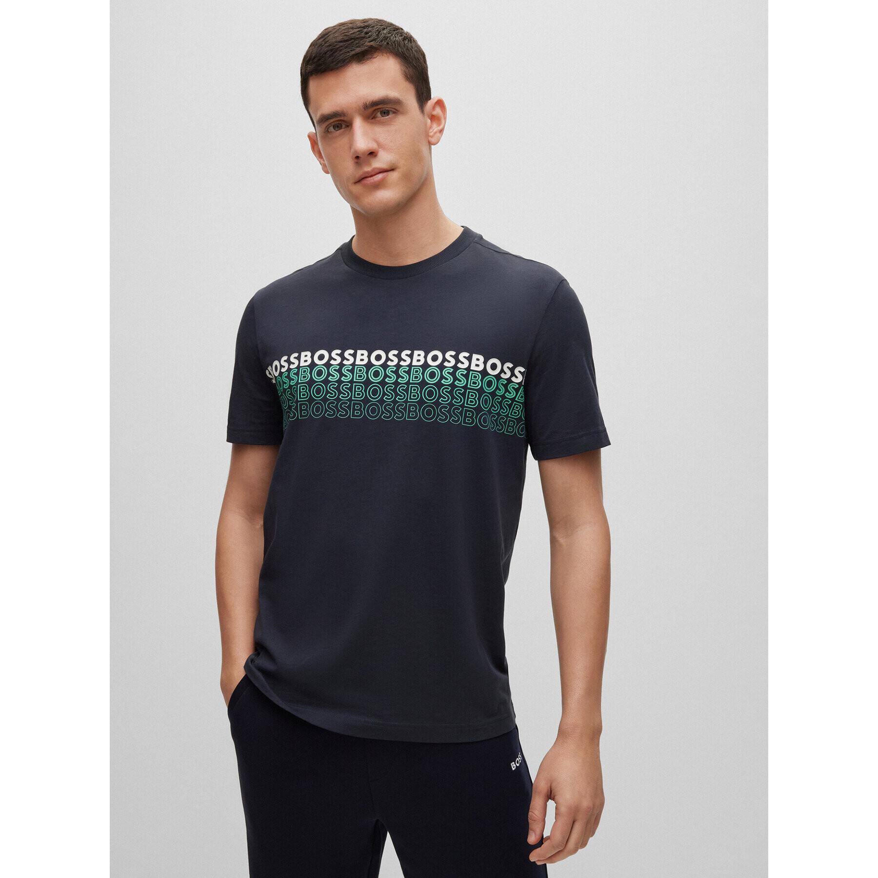 Boss Тишърт 50488785 Тъмносин Regular Fit - Pepit.bg