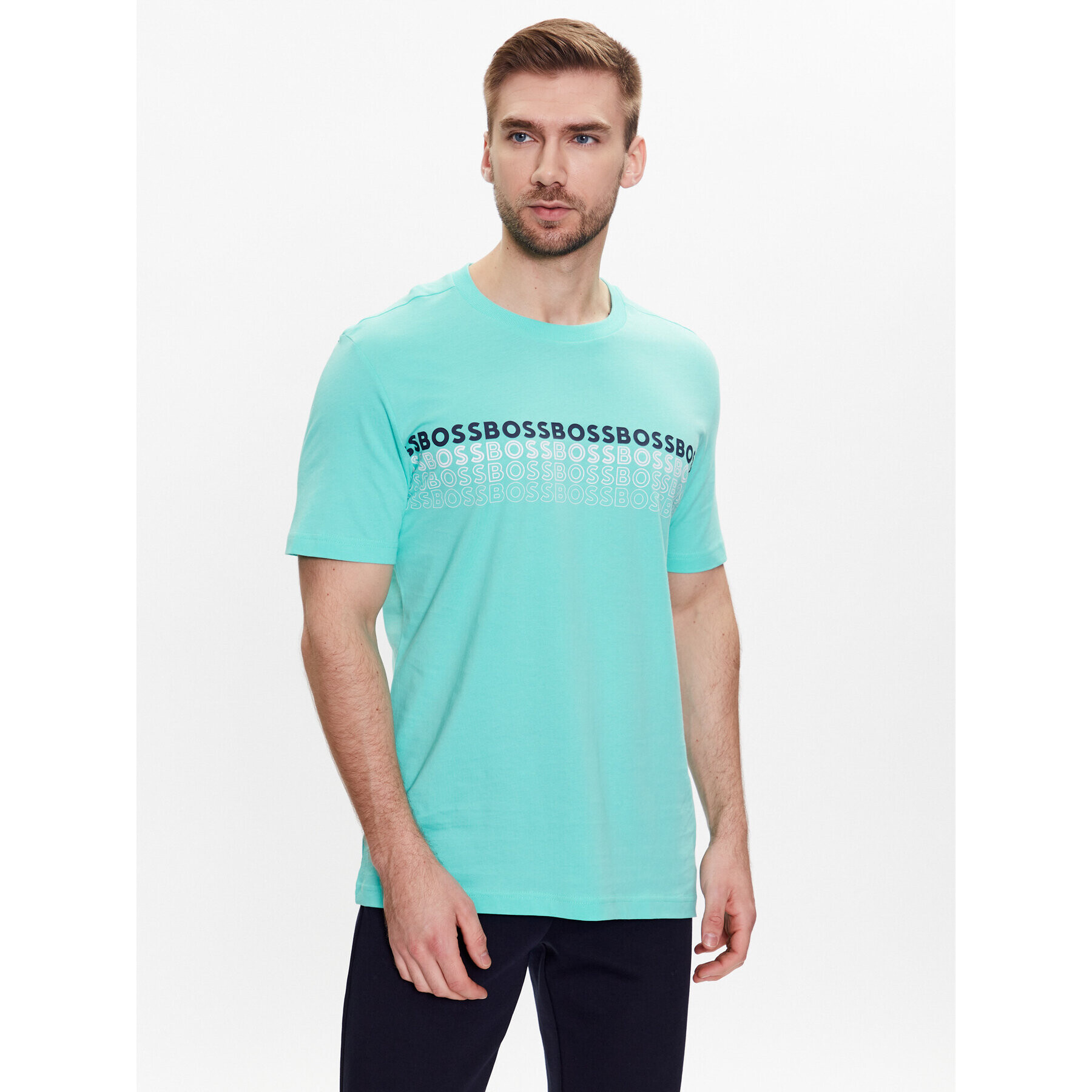 Boss Тишърт 50488785 Зелен Regular Fit - Pepit.bg
