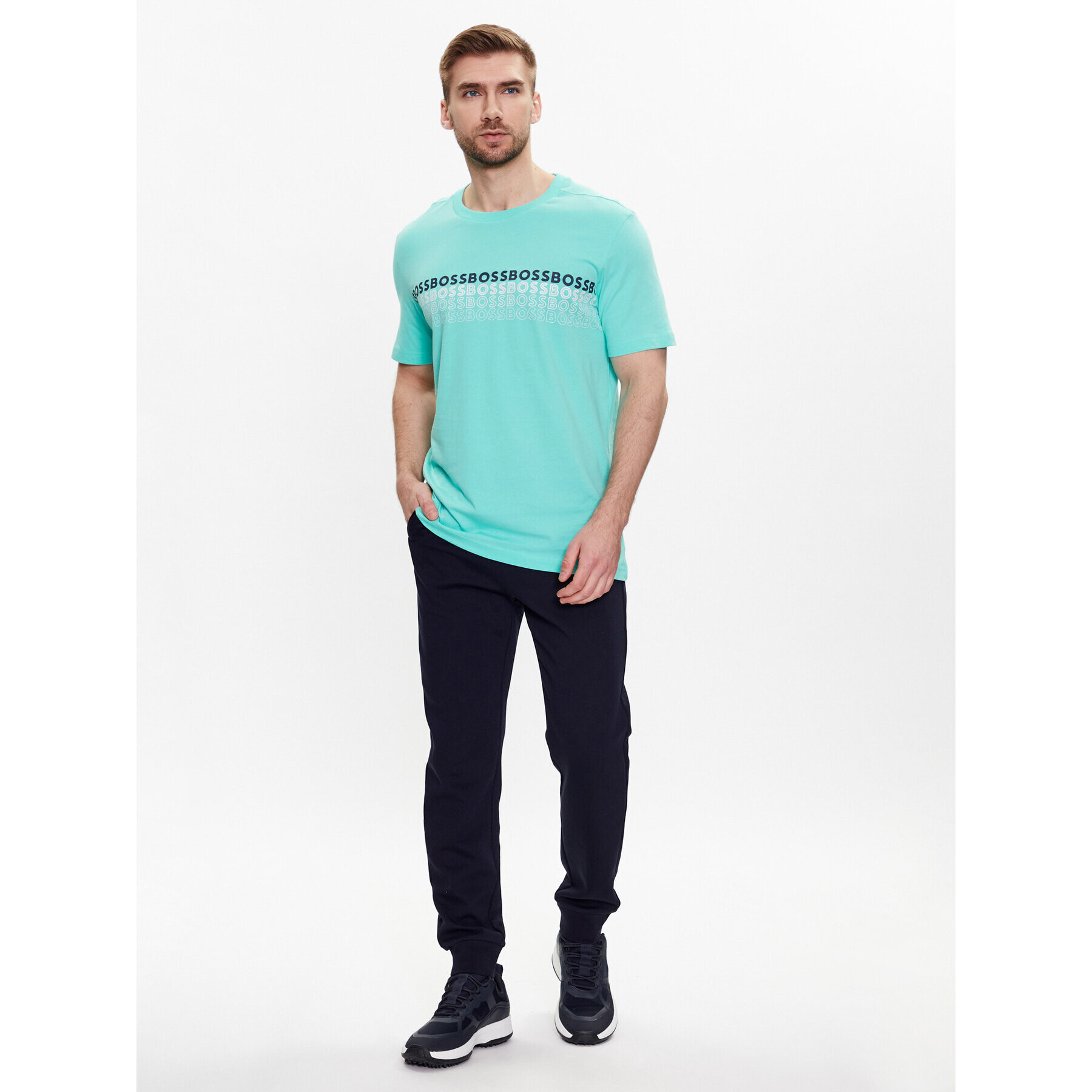 Boss Тишърт 50488785 Зелен Regular Fit - Pepit.bg