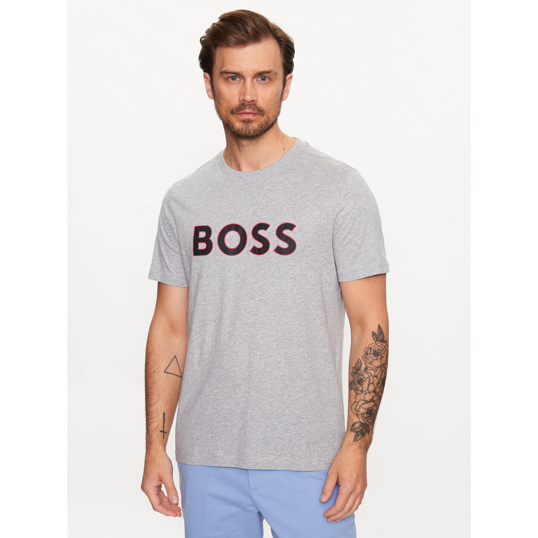 Boss Тишърт 50488793 Сив Regular Fit - Pepit.bg