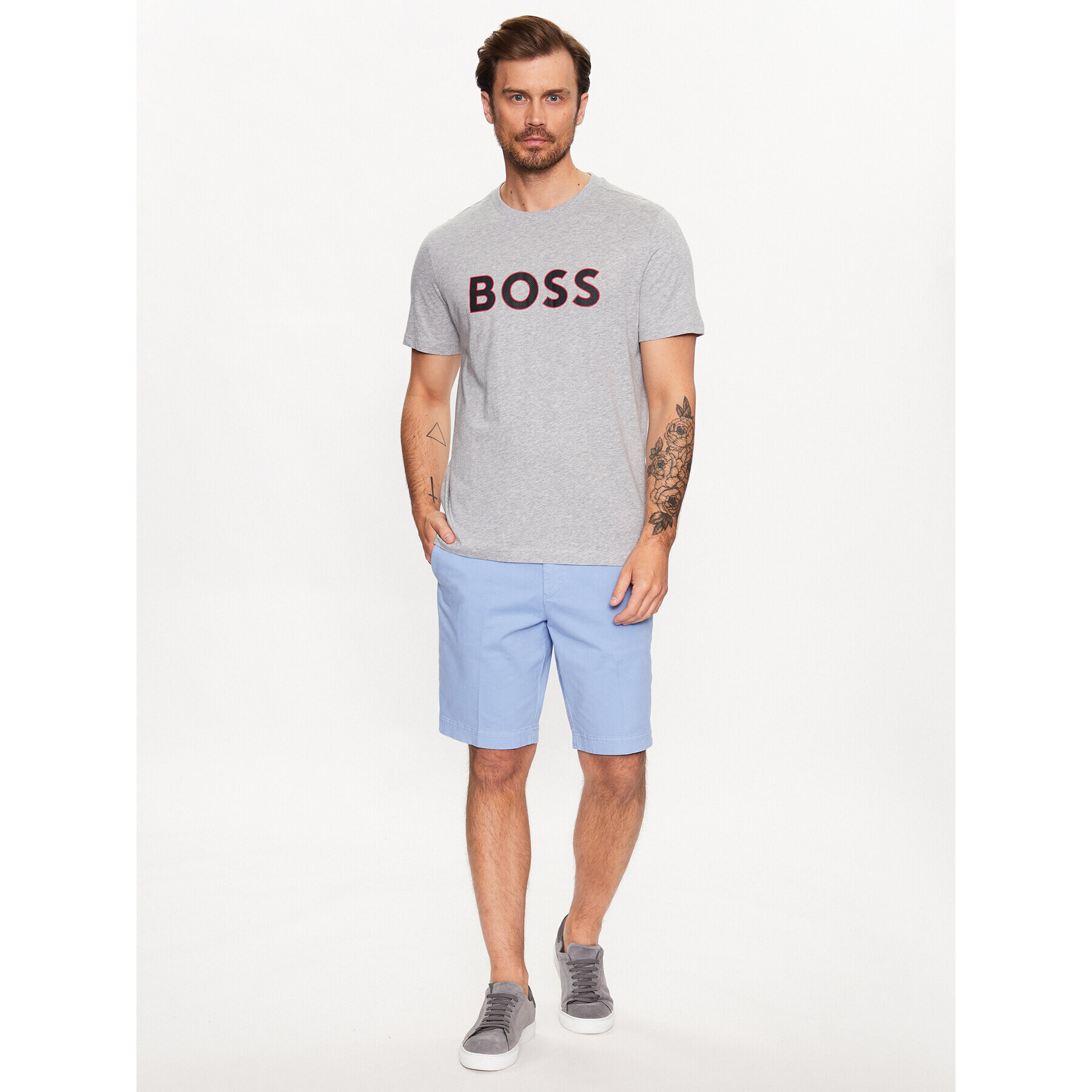 Boss Тишърт 50488793 Сив Regular Fit - Pepit.bg