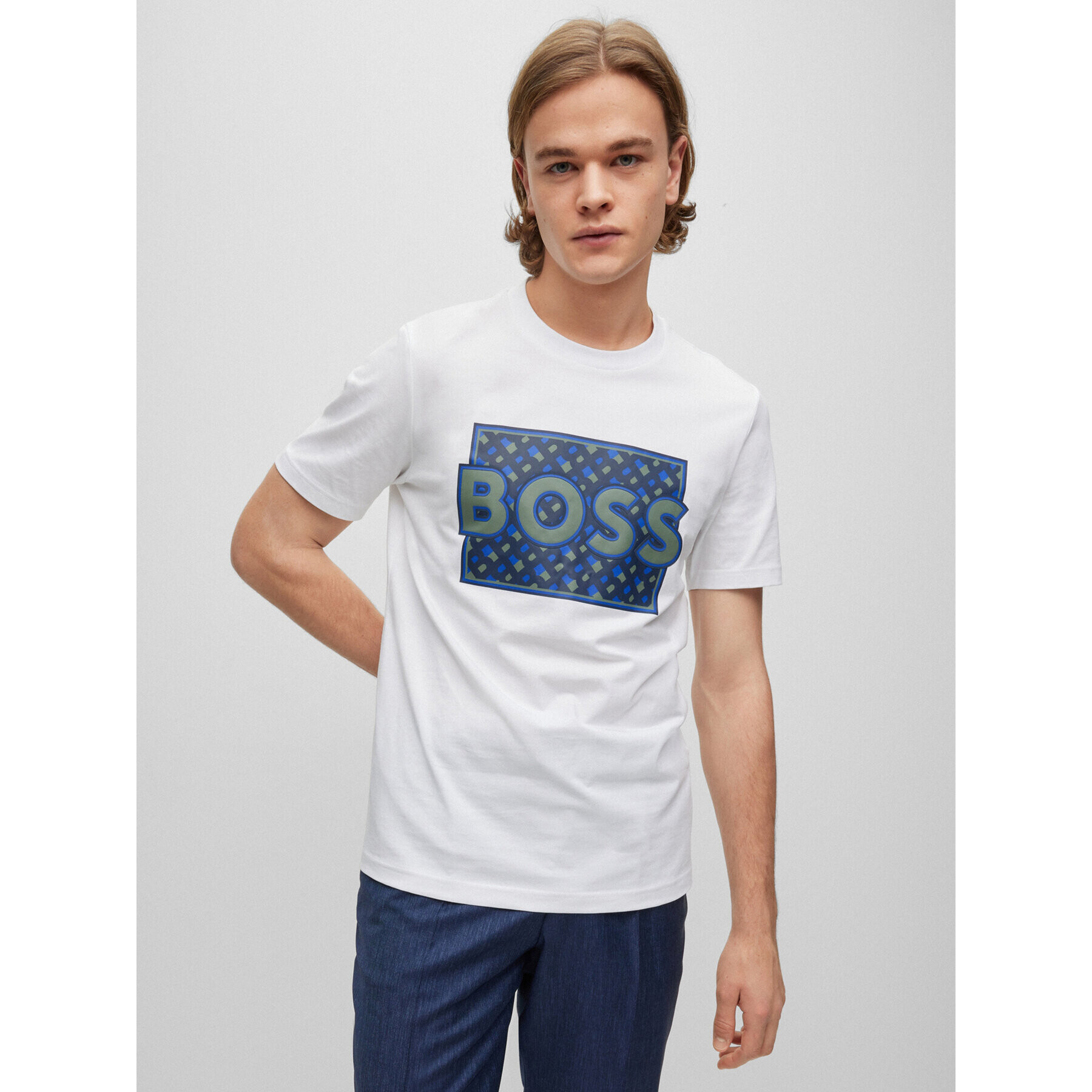 Boss Тишърт 50489334 Бял Regular Fit - Pepit.bg