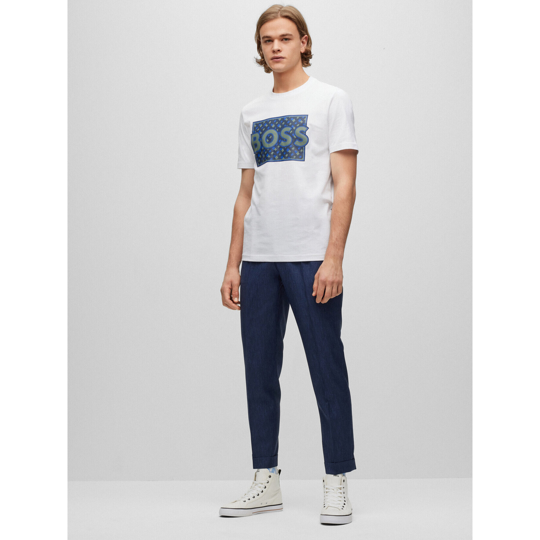 Boss Тишърт 50489334 Бял Regular Fit - Pepit.bg