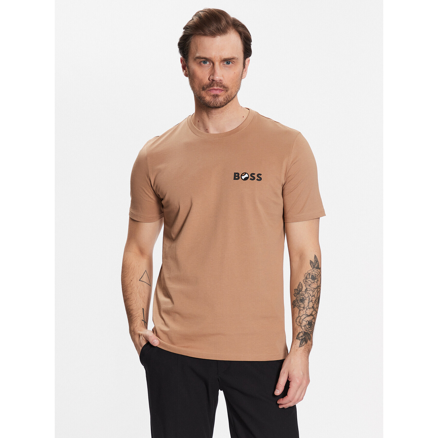 Boss Тишърт Tiburt 50489420 Бежов Regular Fit - Pepit.bg