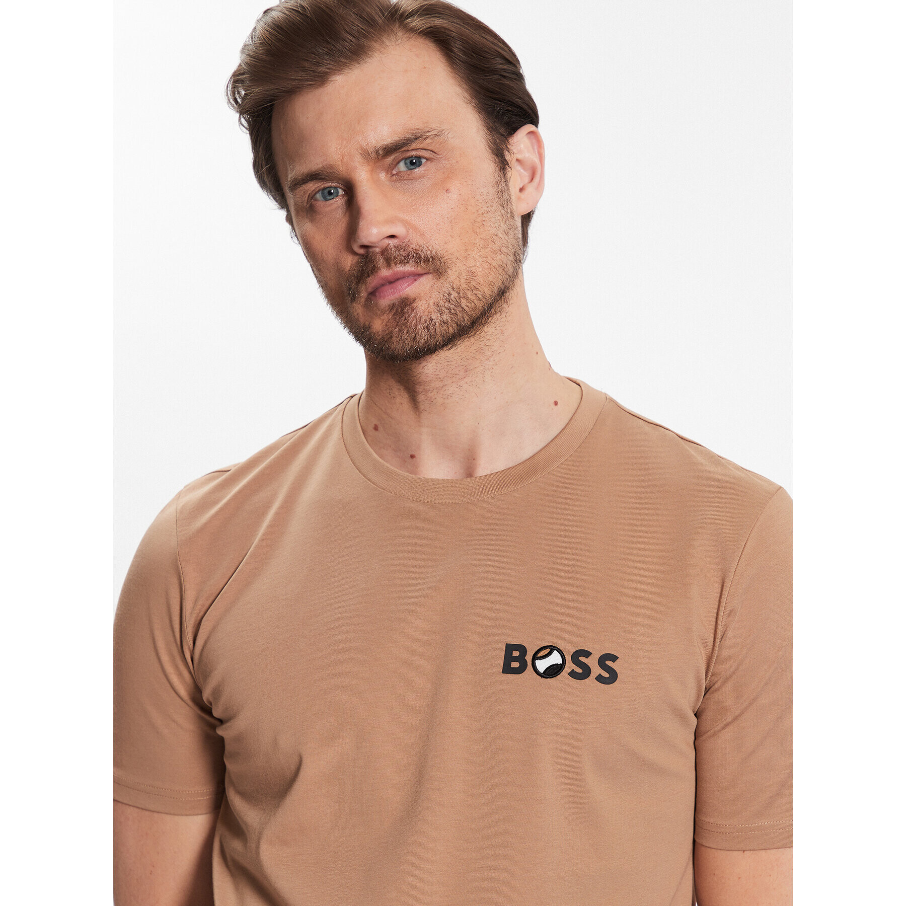 Boss Тишърт Tiburt 50489420 Бежов Regular Fit - Pepit.bg