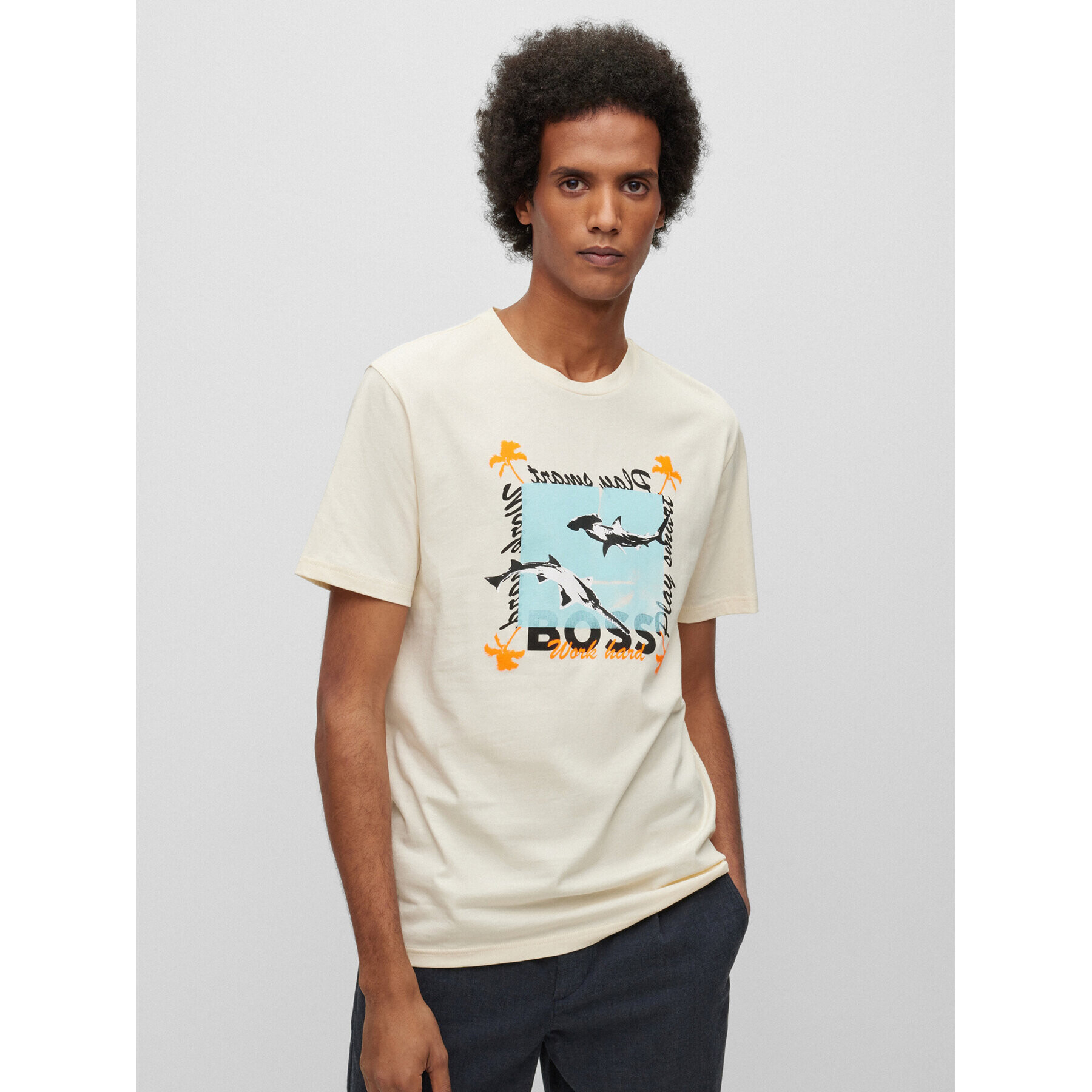 Boss Тишърт 50491716 Бежов Regular Fit - Pepit.bg