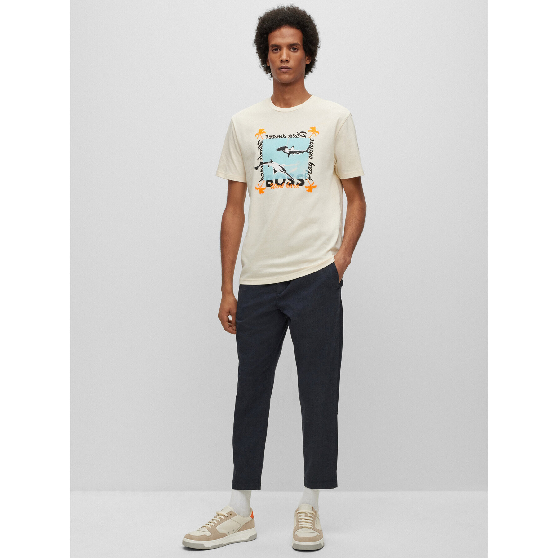 Boss Тишърт 50491716 Бежов Regular Fit - Pepit.bg
