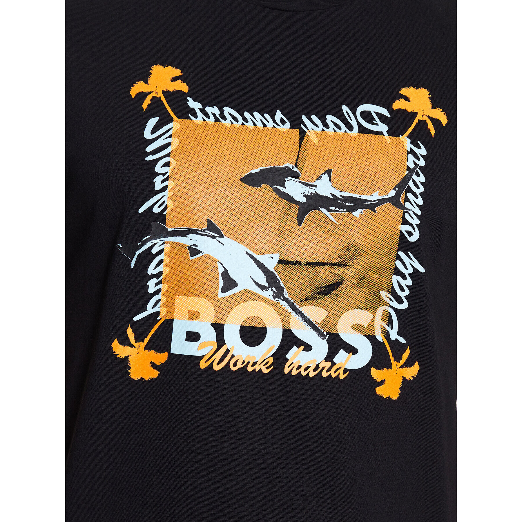 Boss Тишърт Teeshark 50491716 Черен Regular Fit - Pepit.bg