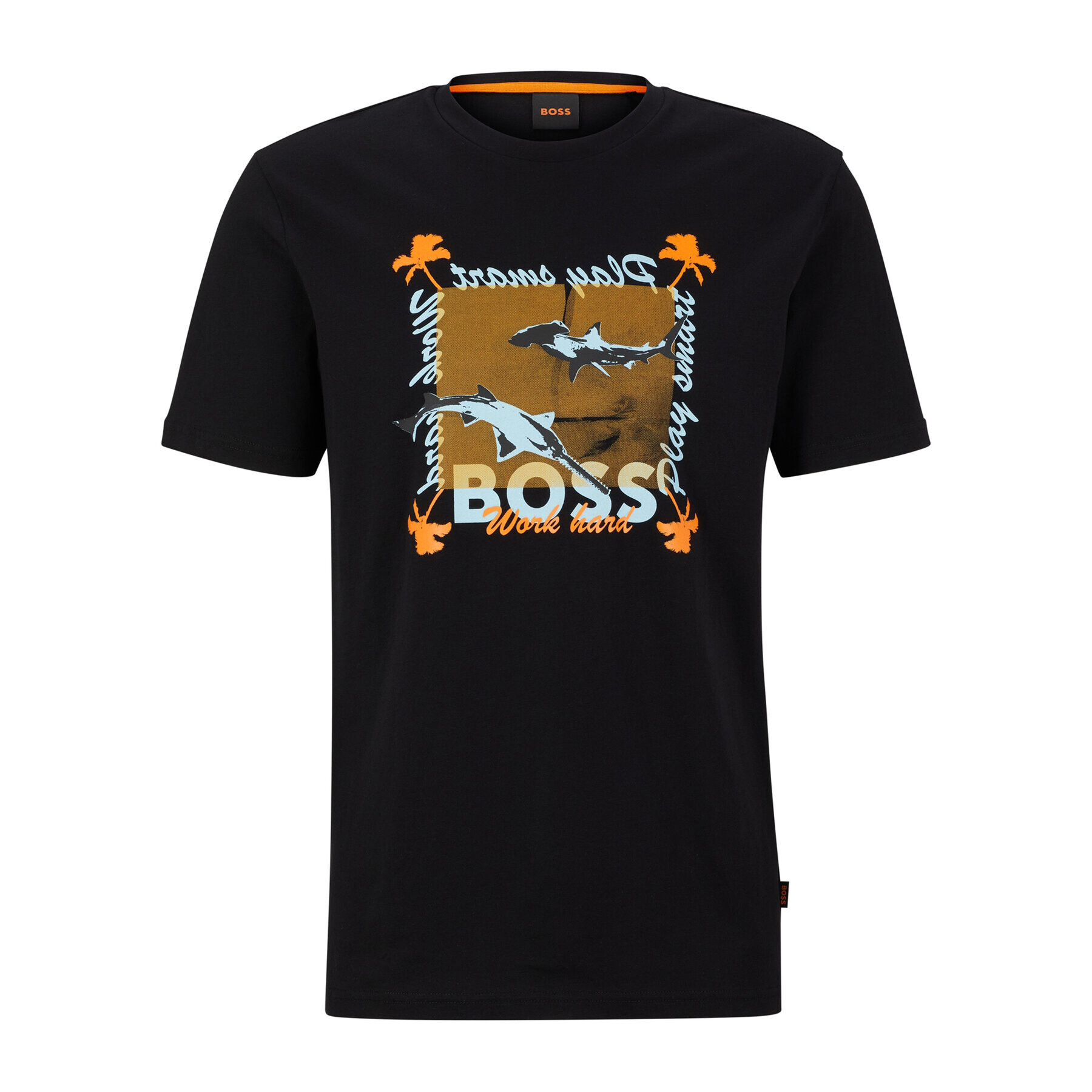 Boss Тишърт Teeshark 50491716 Черен Regular Fit - Pepit.bg