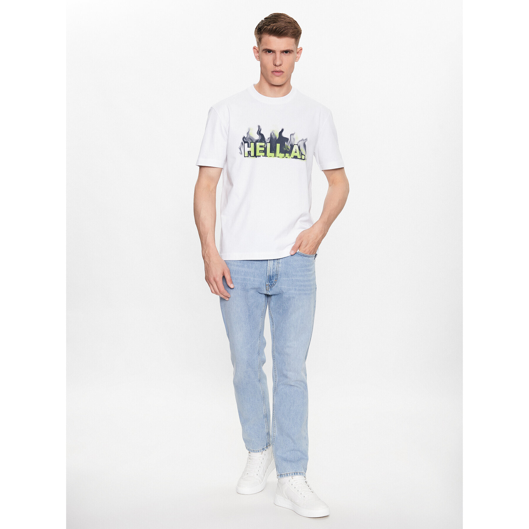 Boss Тишърт 50491749 Бял Oversize - Pepit.bg