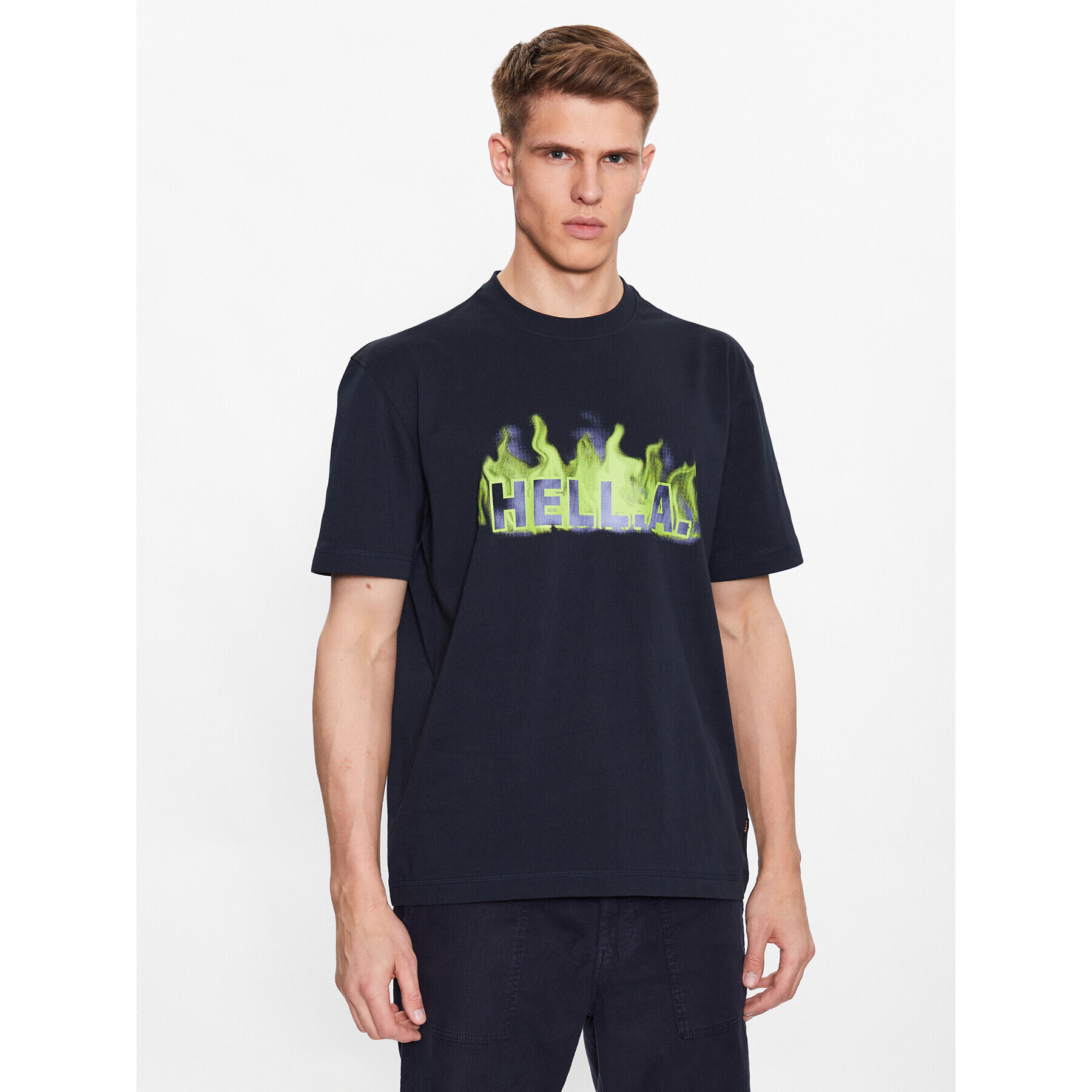 Boss Тишърт 50491749 Тъмносин Oversize - Pepit.bg