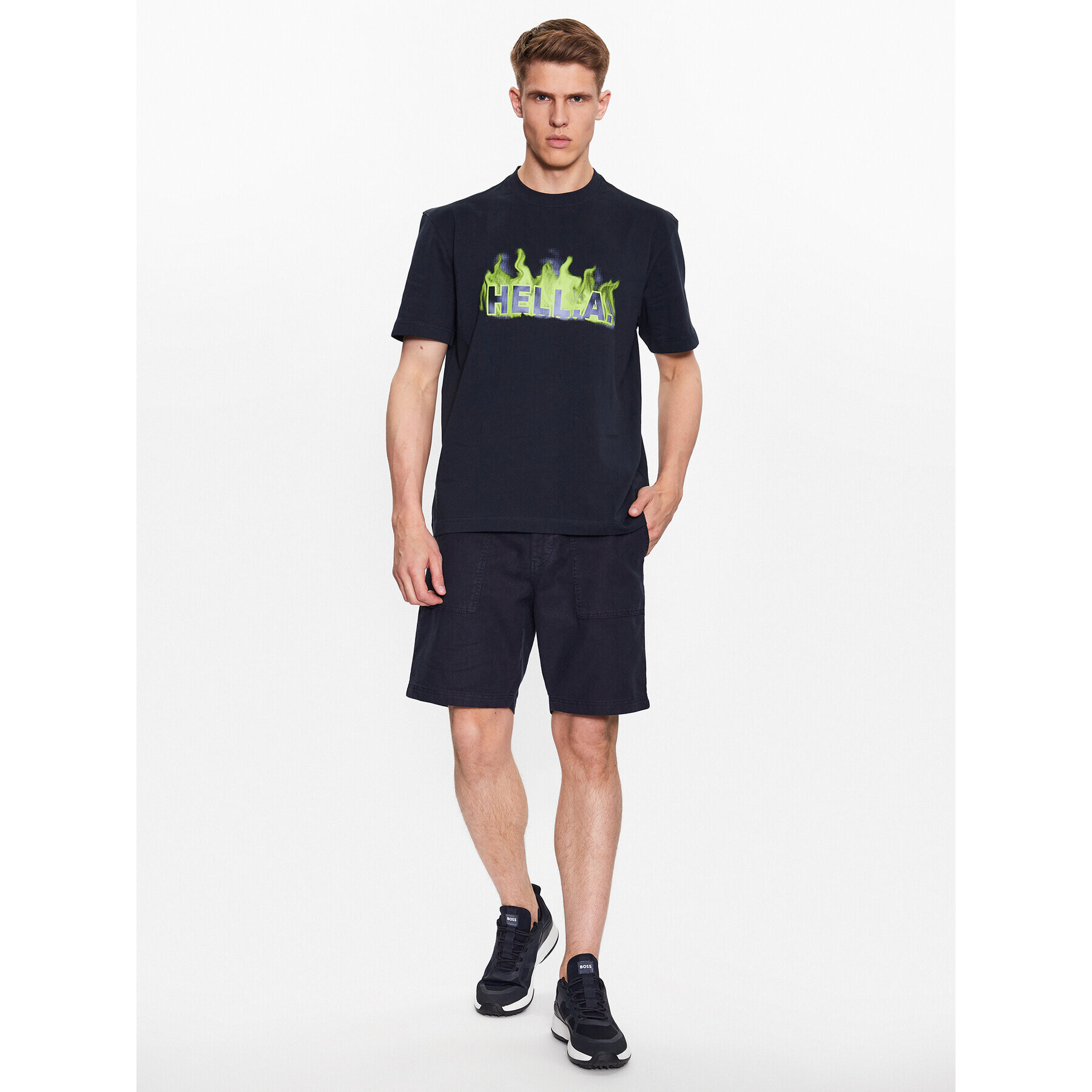 Boss Тишърт 50491749 Тъмносин Oversize - Pepit.bg