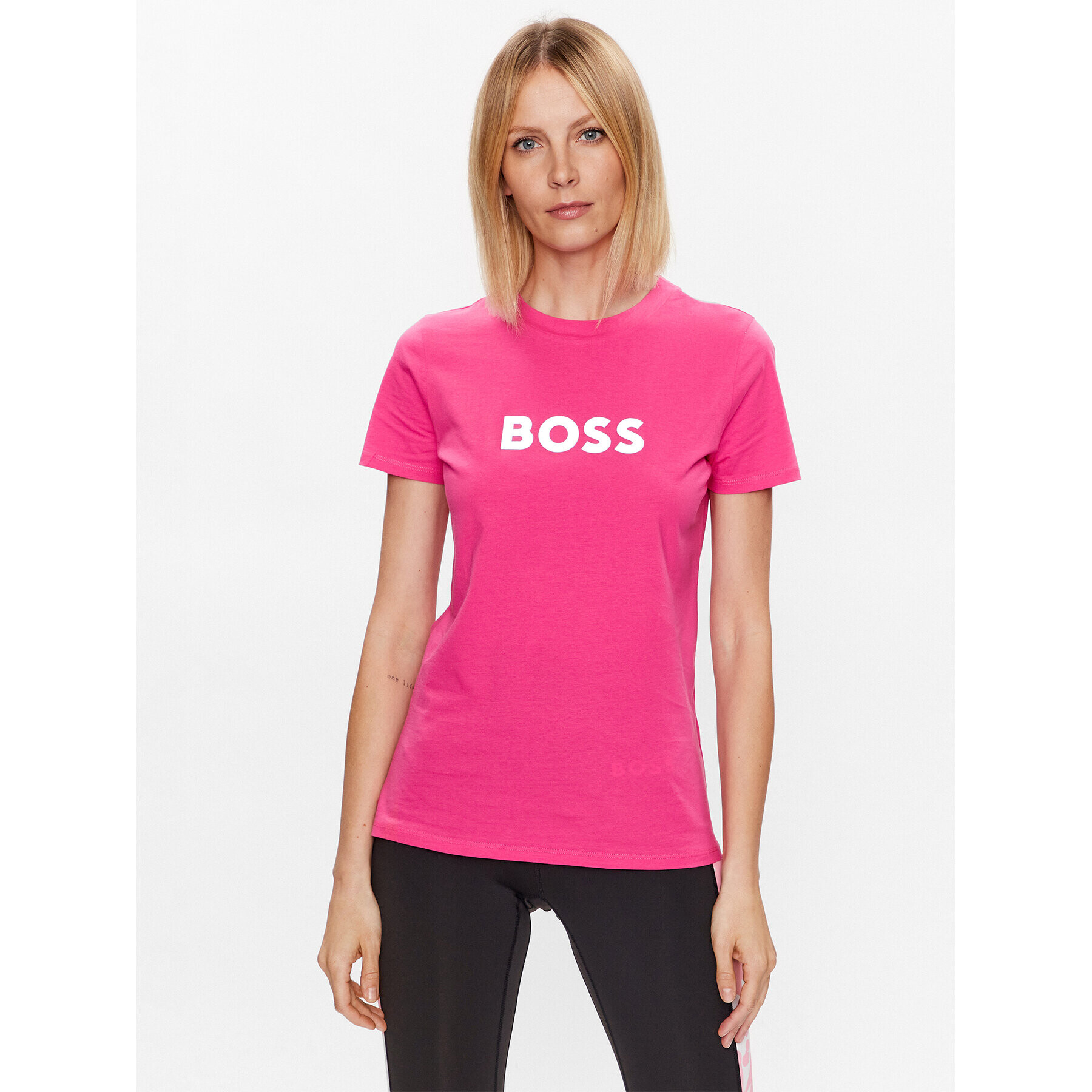 Boss Тишърт Elogo 1 50492743 Розов Slim Fit - Pepit.bg