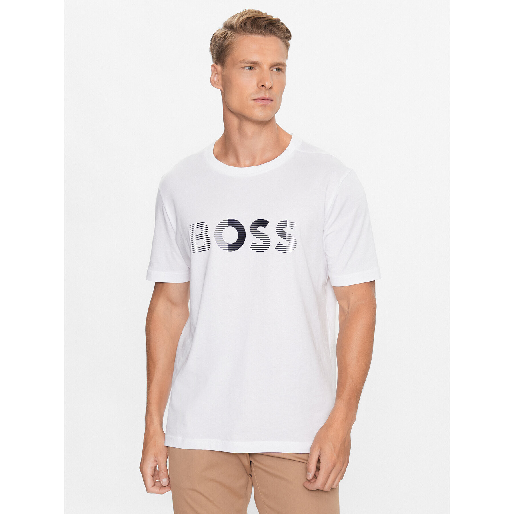 Boss Тишърт 50494106 Бял Regular Fit - Pepit.bg