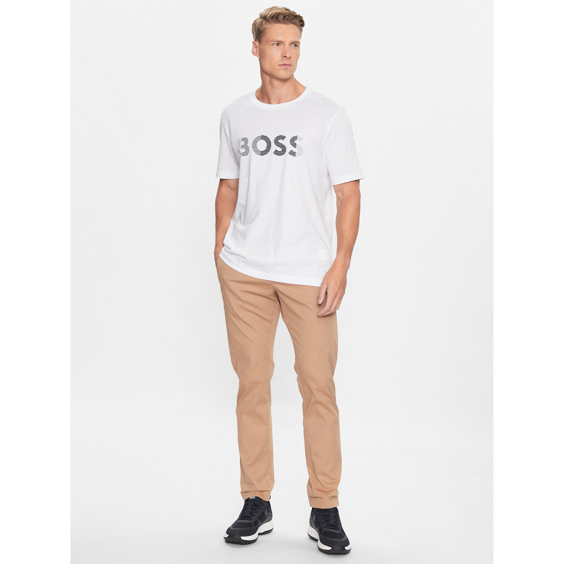 Boss Тишърт 50494106 Бял Regular Fit - Pepit.bg